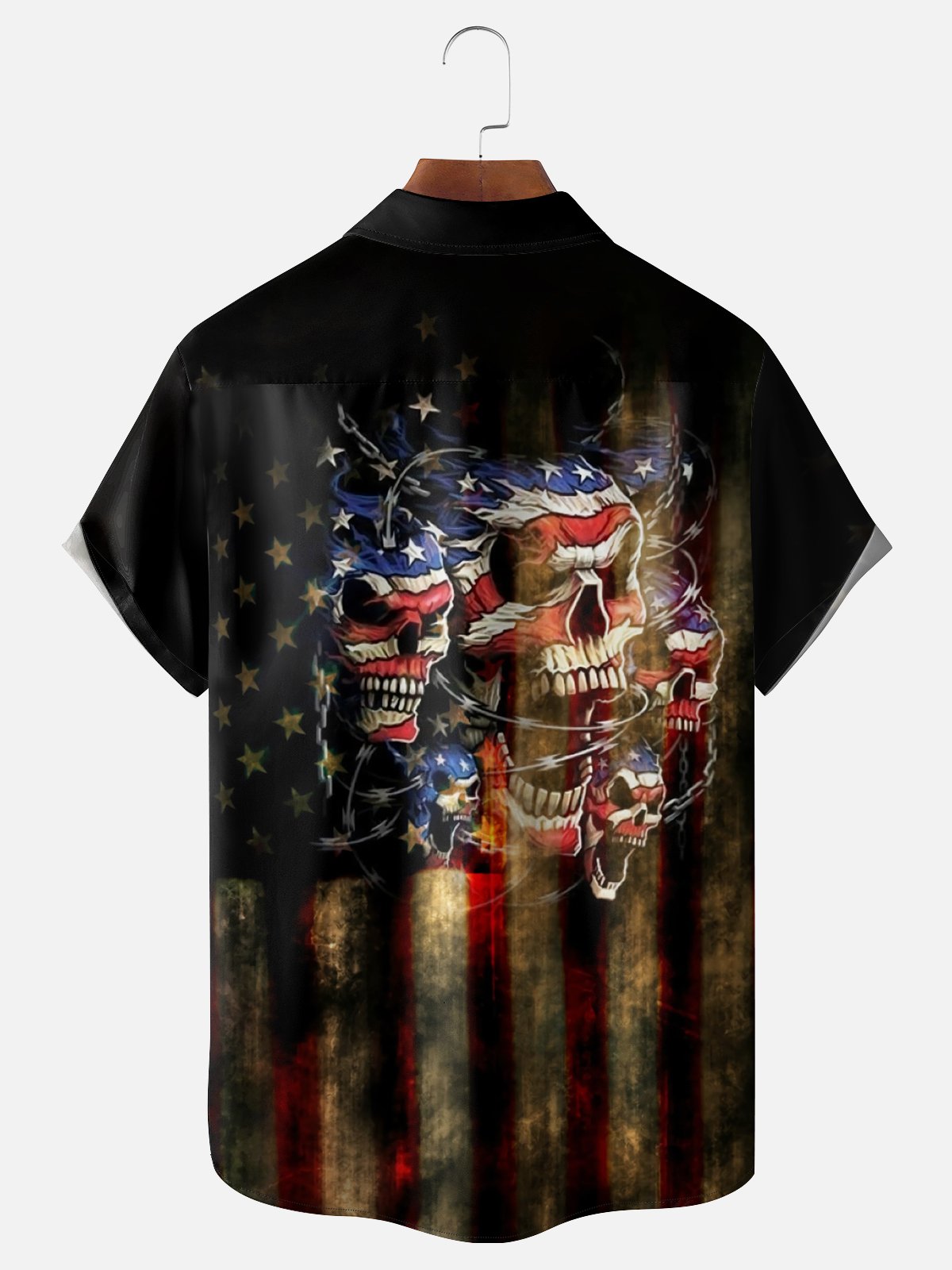 Moisture-wicking American Flag Chest Pocket Casual Shirt