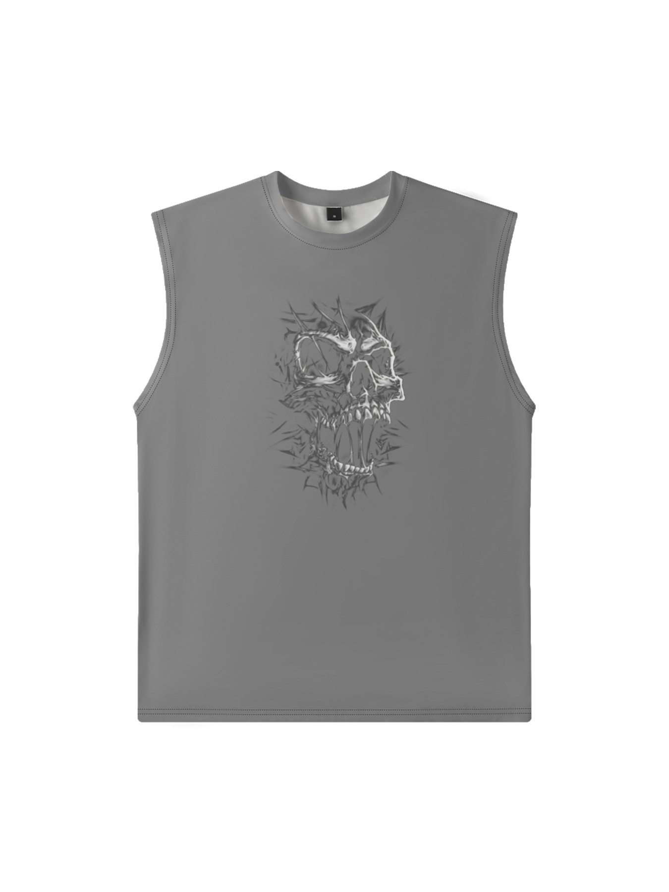 Mens Crewneck Tank Tops Rock Music Skull Beach Sleeveless Shirt