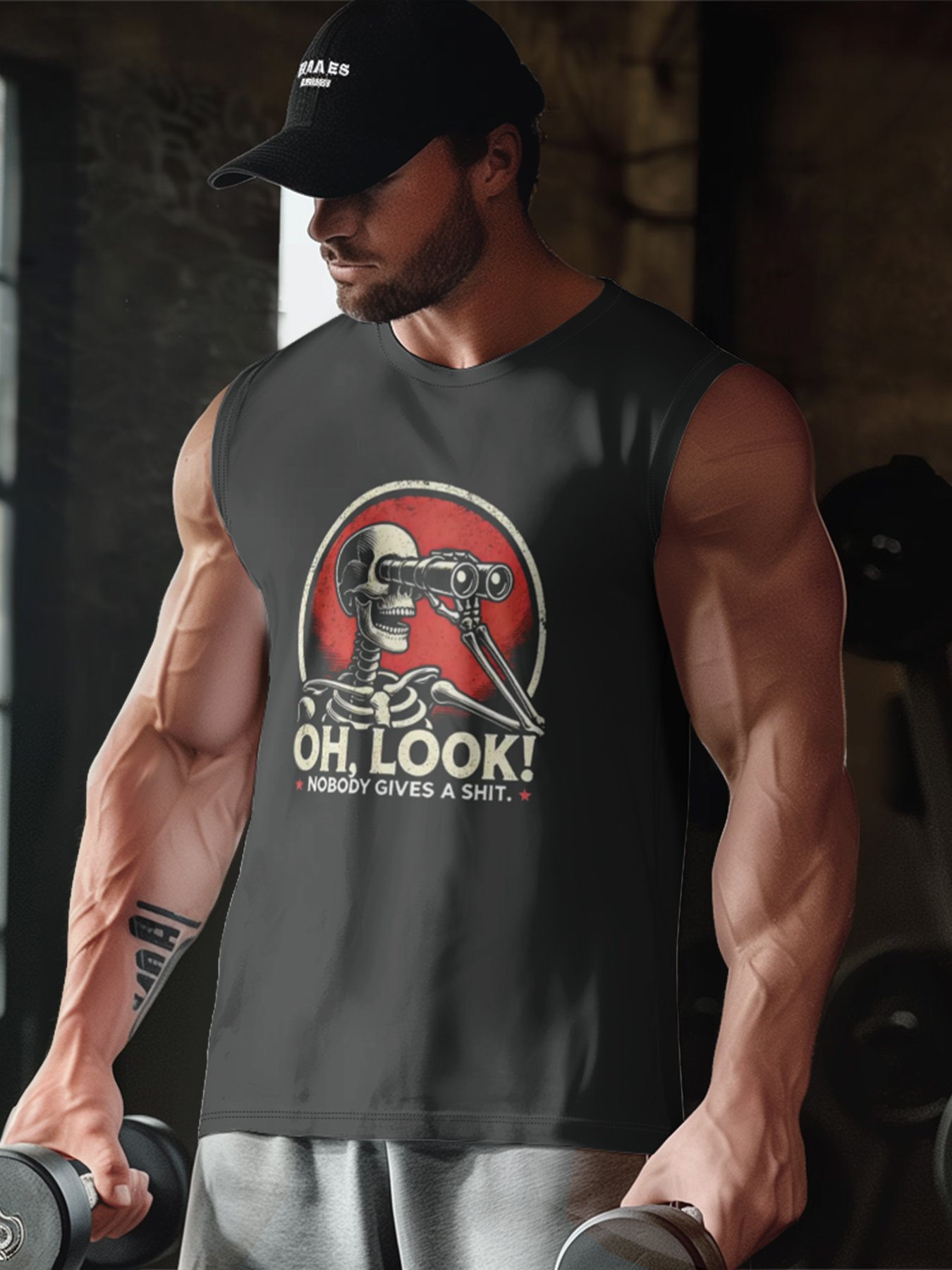 Mens Crewneck Tank Tops Oh Look Nobody Gives A Shit Beach Sleeveless Shirt