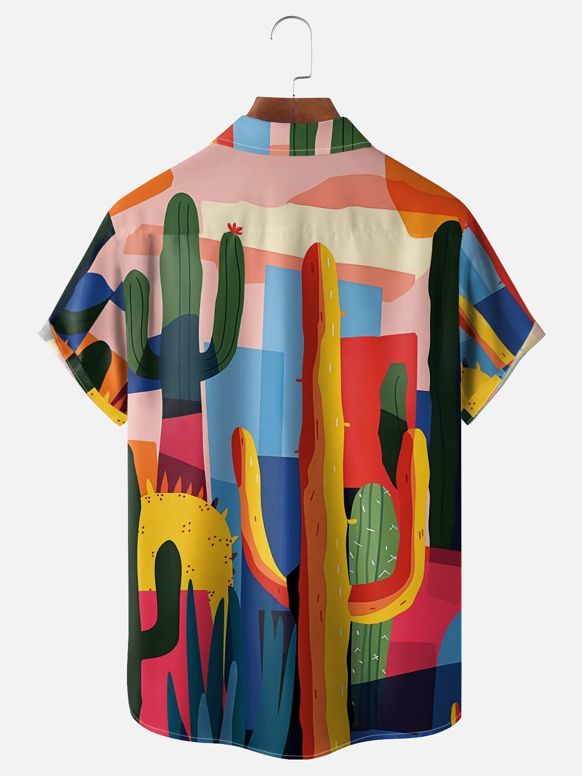 Moisture-wicking Cactus Chest Pocket Hawaiian Shirt