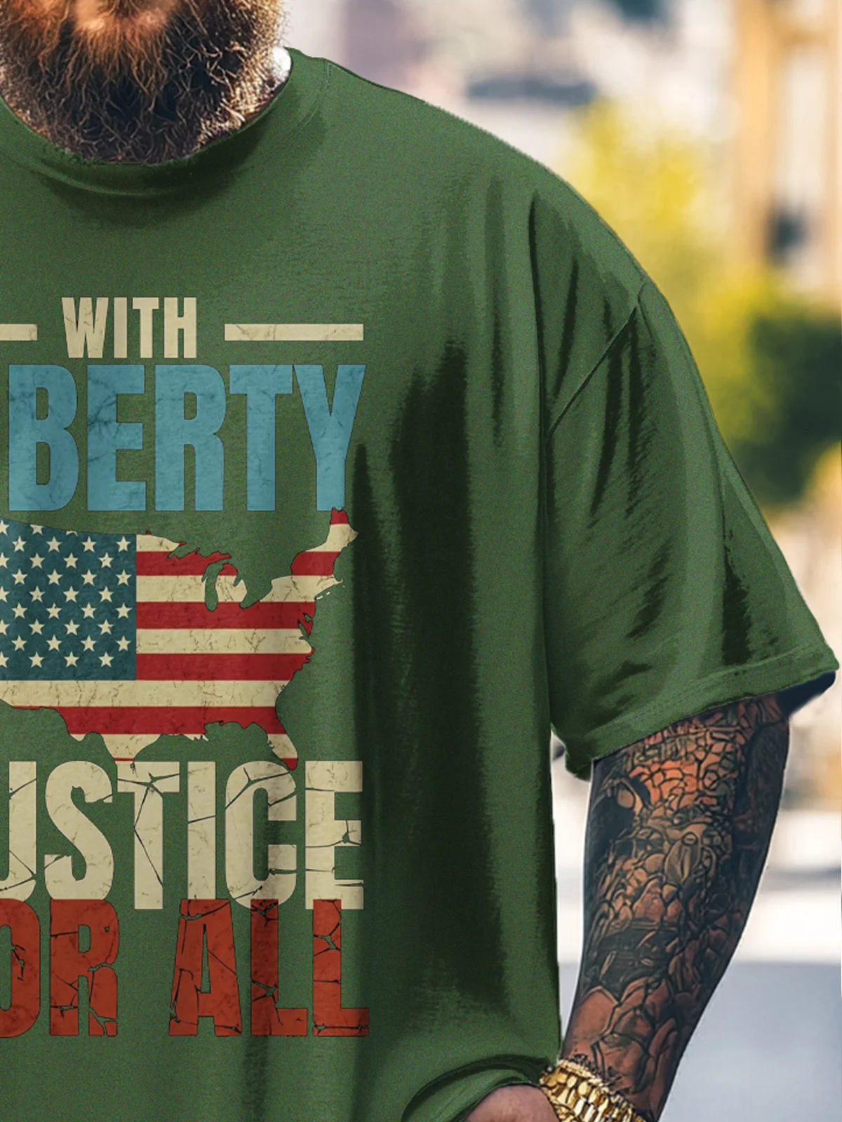 Big Size Men's American Flag Independence Day Loose Fit T-shirt