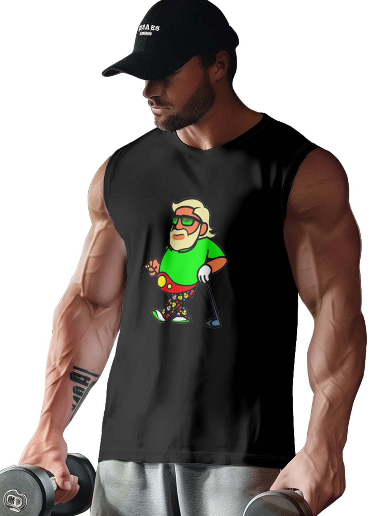 Mens Crewneck Tank Tops Golf Beach Sleeveless Shirt
