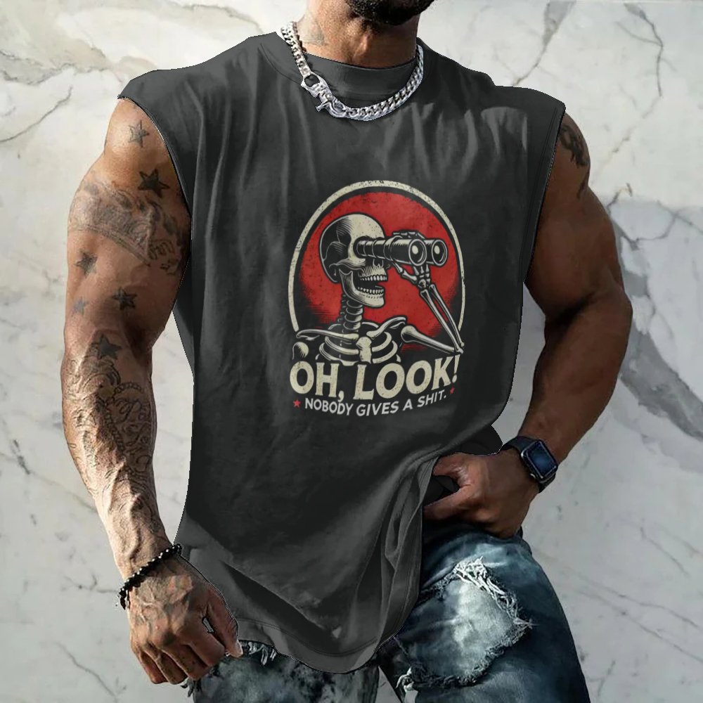 Mens Crewneck Tank Tops Oh Look Nobody Gives A Shit Beach Sleeveless Shirt