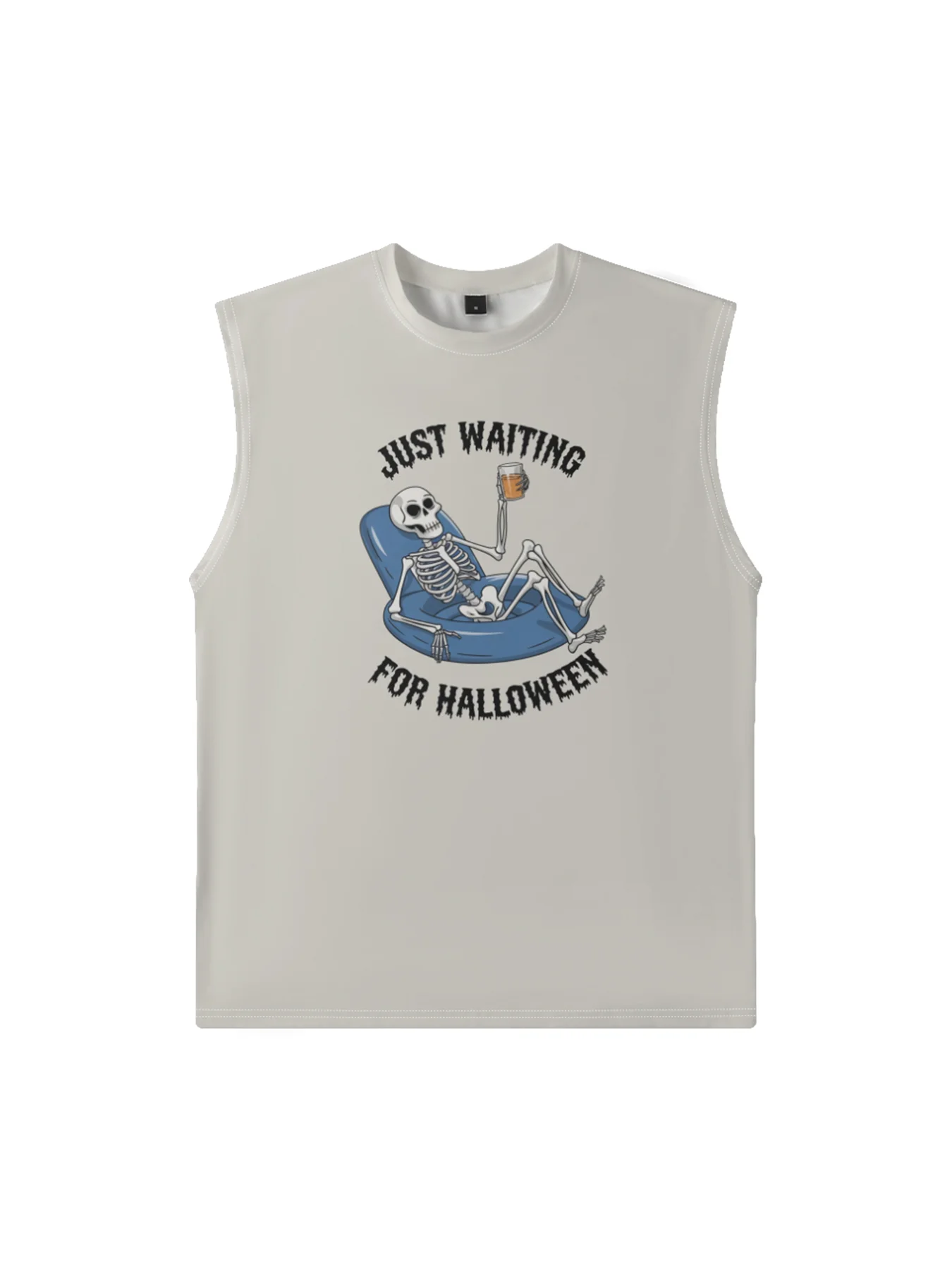 Mens Crewneck Tank Tops Halloween Skull Beach Sleeveless Shirt