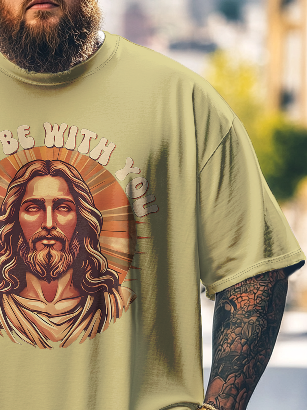 Big Size Men's  Religious Jesus Art Loose Fit T-shirt