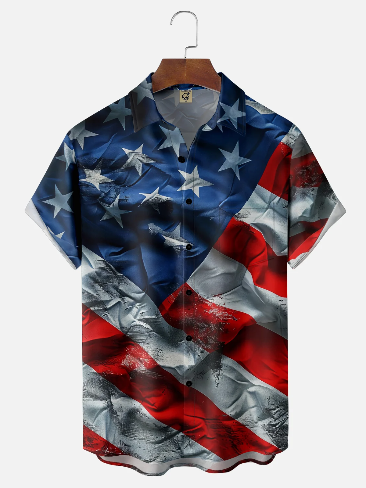 Moisture-wicking American Flag Chest Pocket Casual Shirt