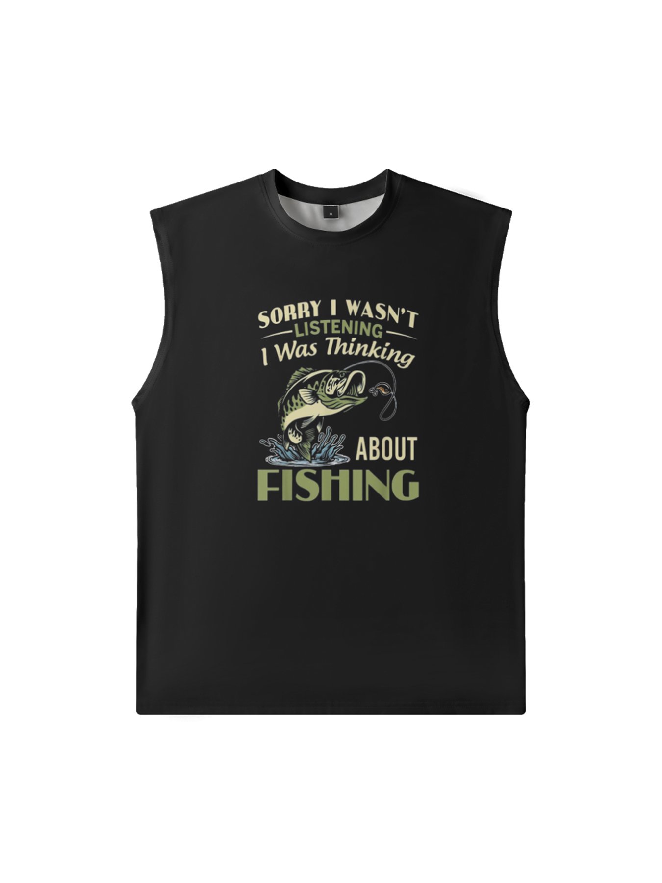 Mens Crewneck Tank Tops Fishing Beach Sleeveless Shirt