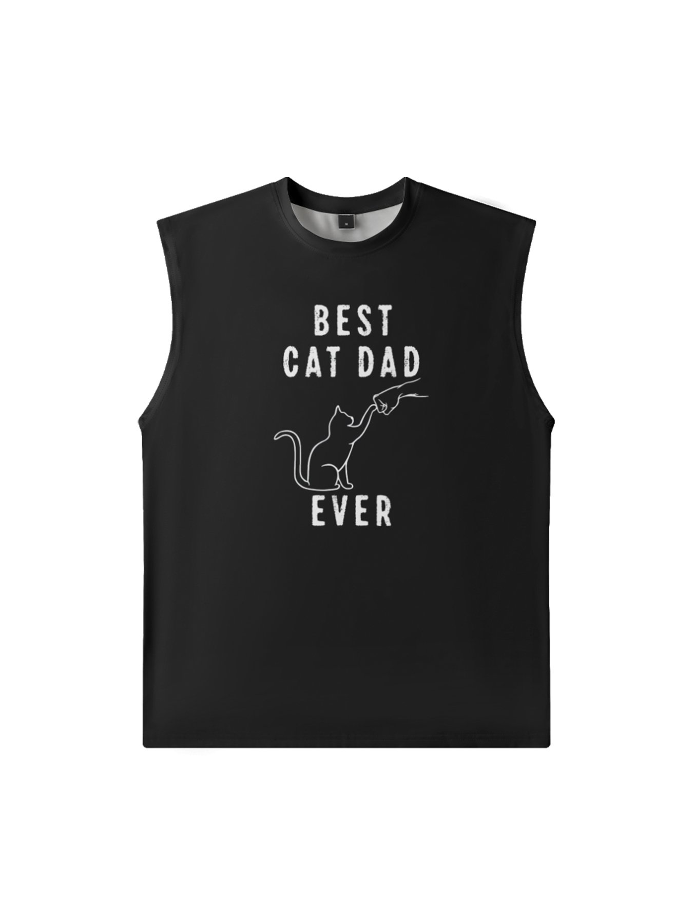 Mens Crewneck Tank Tops Father‘s Day Cat Dad Beach Sleeveless Shirt
