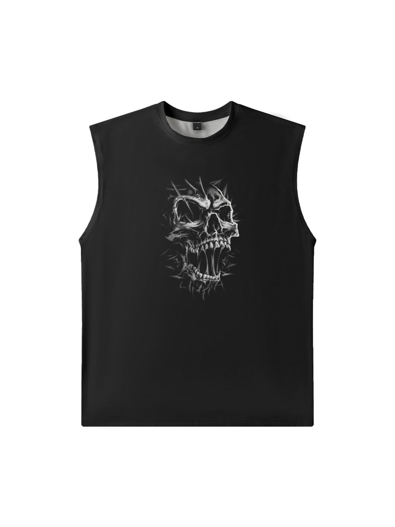 Mens Crewneck Tank Tops Rock Music Skull Beach Sleeveless Shirt