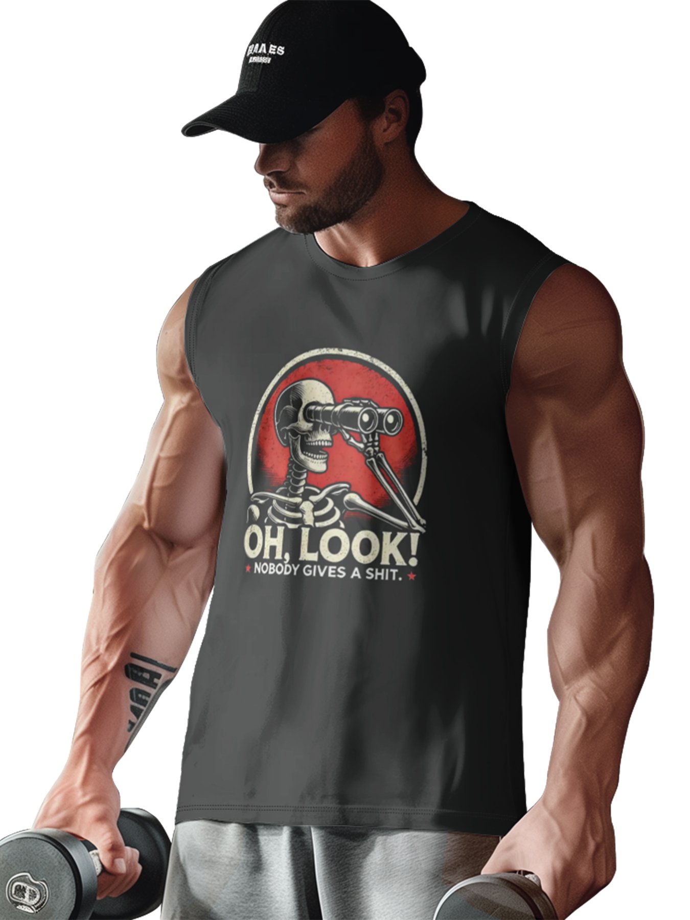 Mens Crewneck Tank Tops Oh Look Nobody Gives A Shit Beach Sleeveless Shirt