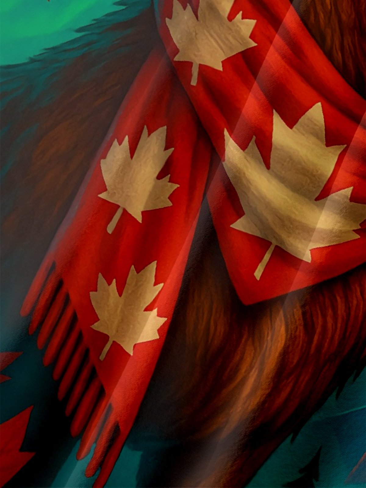 Moisture-wicking Canada Day Reindeer Chest Pocket Casual Shirt