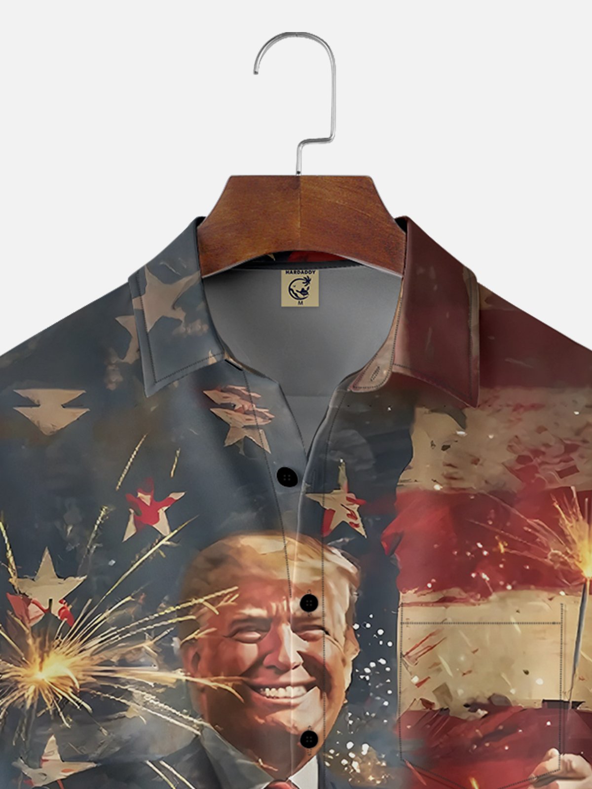 Moisture-wicking Independence Day American Flag Trump Chest Pocket Casual Shirt