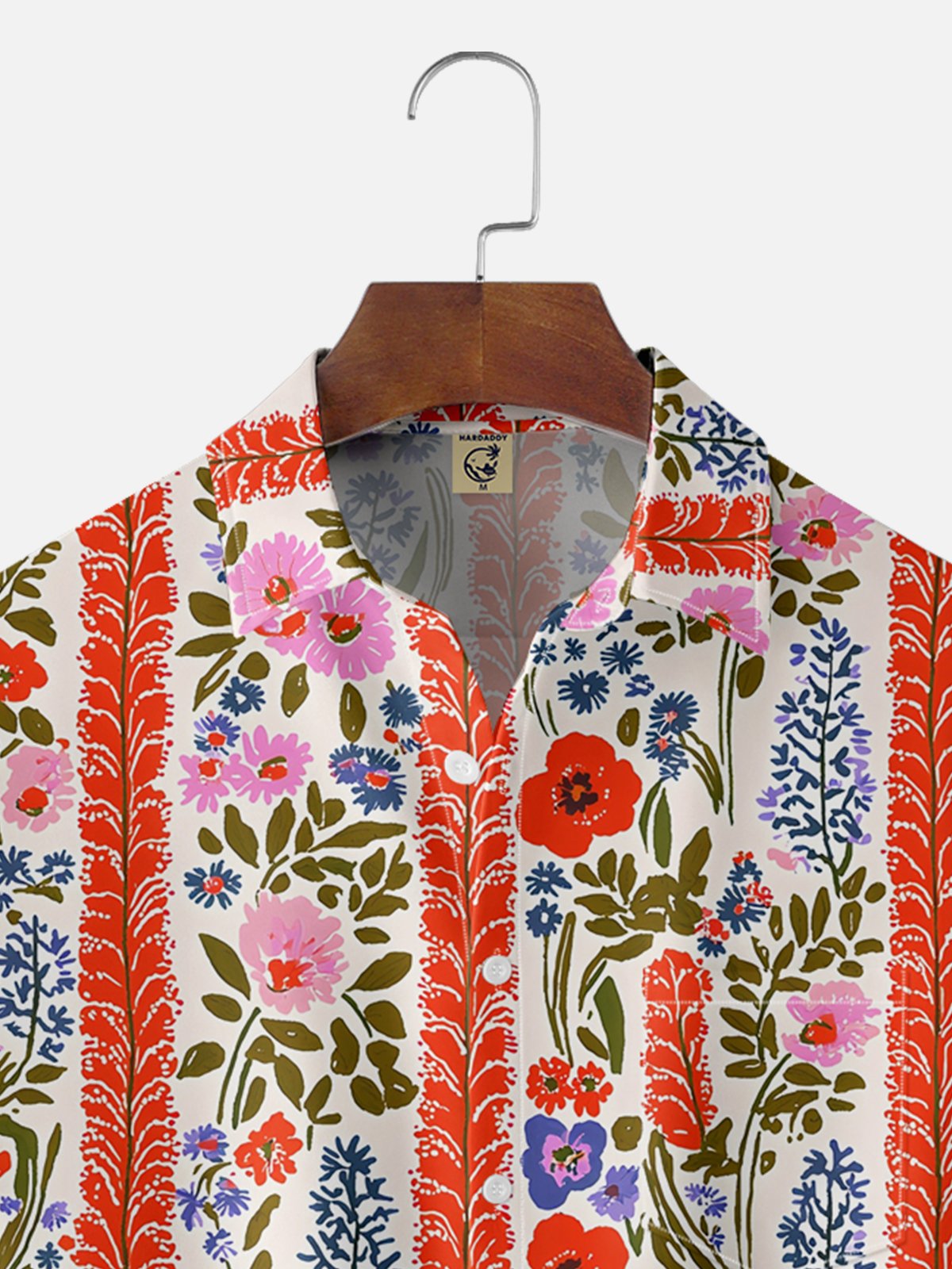 Moisture-wicking Tropical Floral Chest Pocket Hawaiian Shirt
