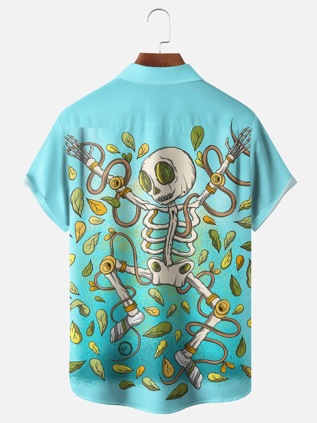 Hardaddy X Artist Woulstain Creado Moisture-wicking Plant Vines Fun Skeleton Chest Pocket Casual Shirt