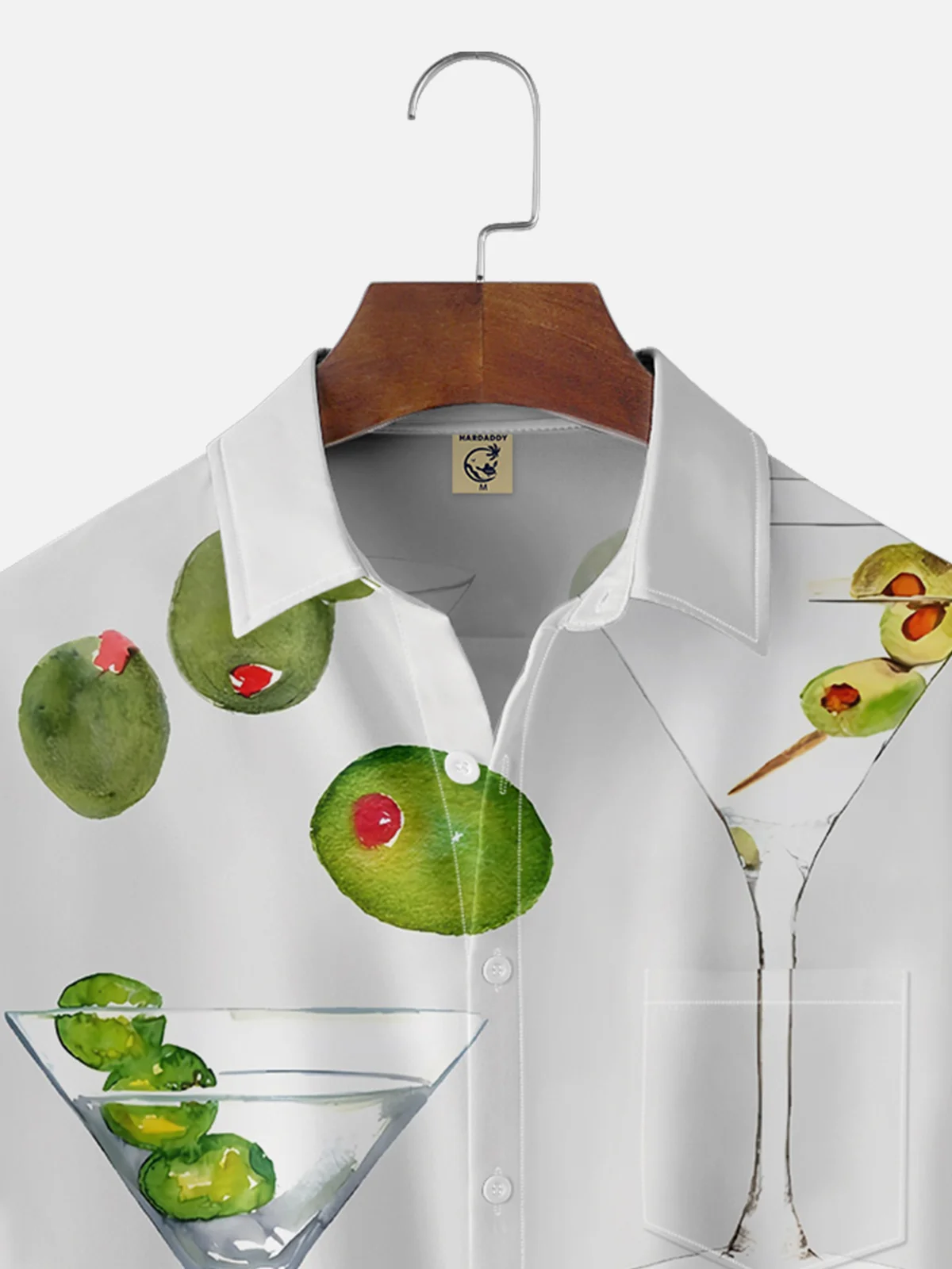 Moisture-wicking Fun Cocktail Art Chest Pocket Hawaiian Shirt