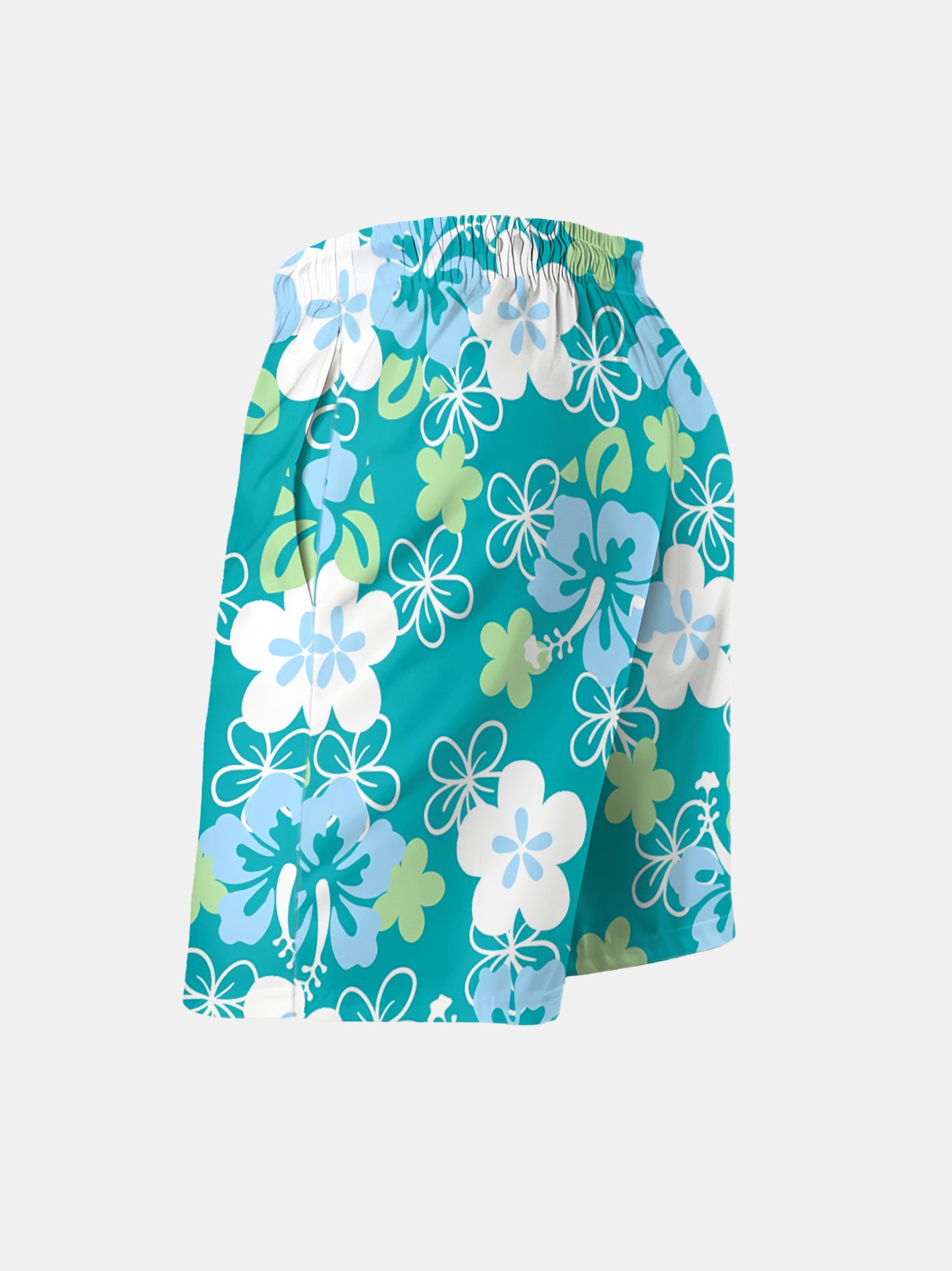Men's Swim Trunks Hawaiian Tropical Floral Beach Shorts with Pockets