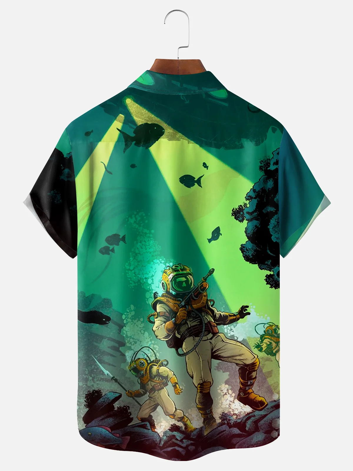Moisture-wicking Diver Avant-garde Illustration Chest Pocket Hawaiian Shirt
