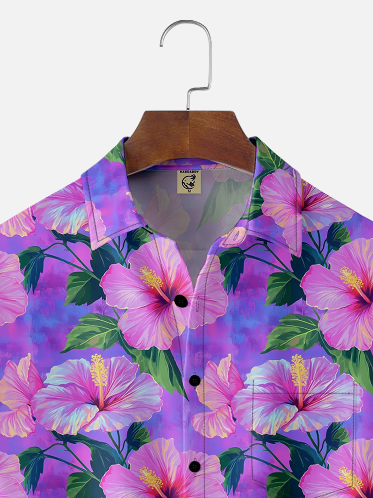 Moisture-wicking Floral Gradient Color Chest Pocket Hawaiian Shirt