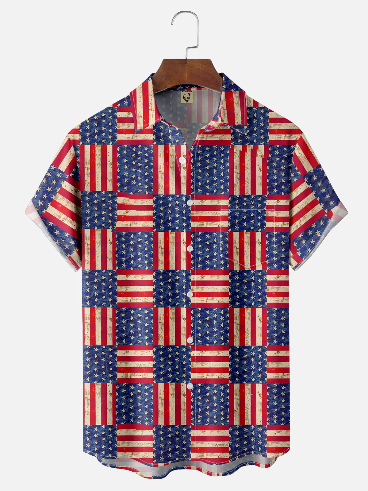 Moisture Wicking American Flag Chest Pocket Hawaiian Shirt