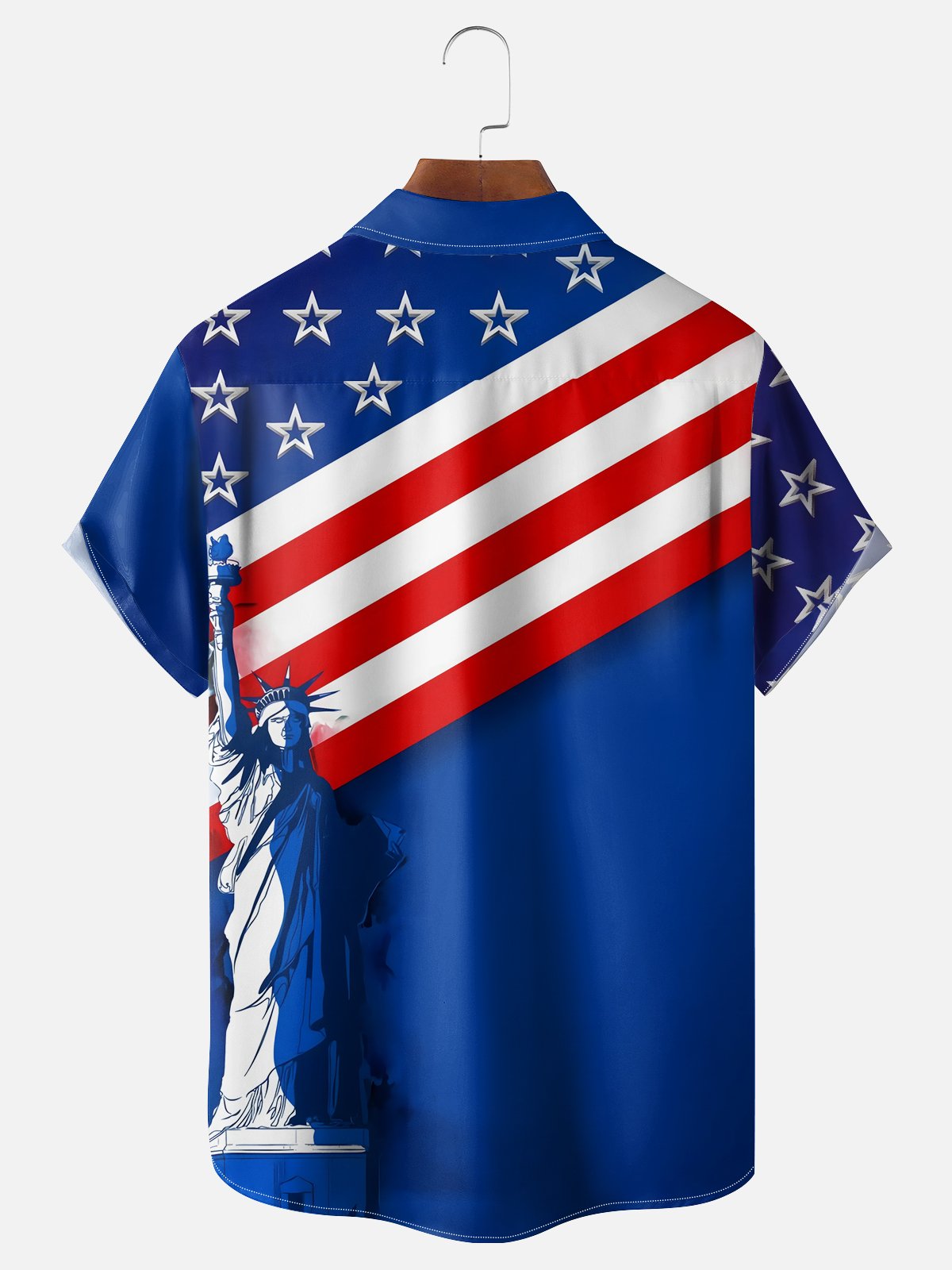 Moisture Wicking American Liberty Chest Pocket Hawaiian Shirt