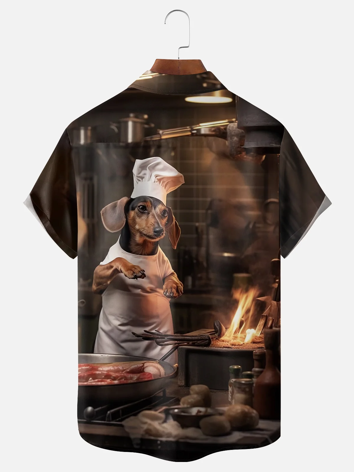 Moisture-wicking BBQ Party Dachshund Chest Pocket Casual Shirt
