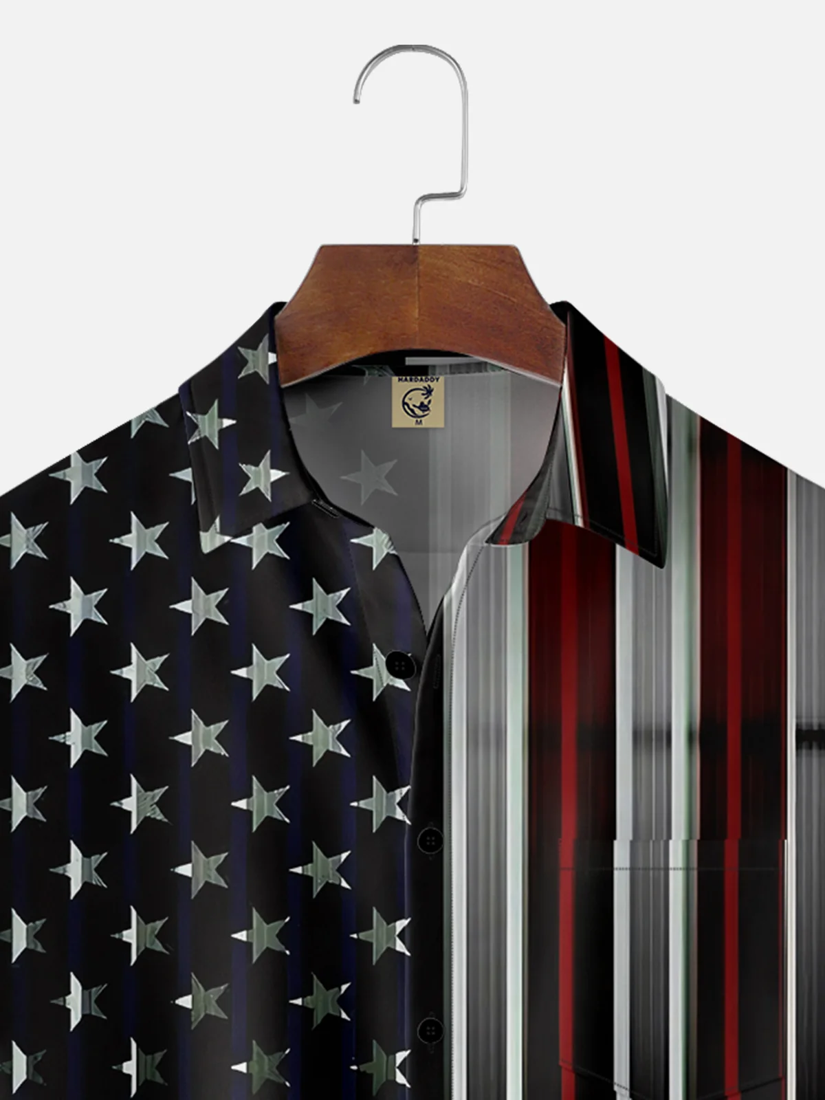 Moisture-wicking American Flag Independence Day Metallic Chest Pocket Casual Shirt