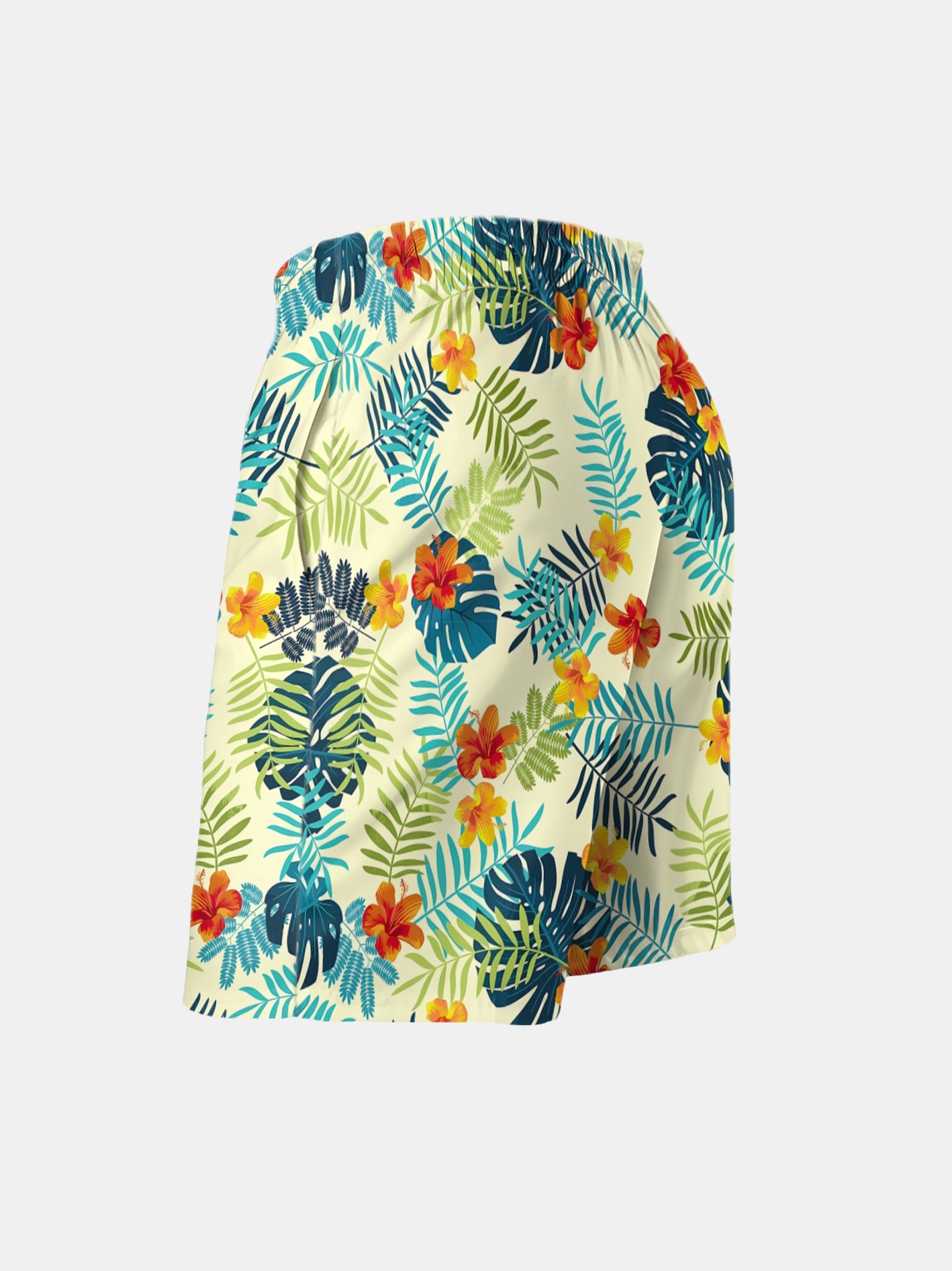 Men's Swim Trunks Hawaiian Tropical Palm Tree Beach Shorts with Pockets