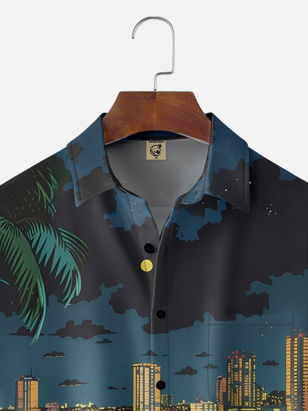 Hardaddy X Artist Clayziq Moisture-wicking Beach Building Scenery Chest Pocket Hawaiian Shirt