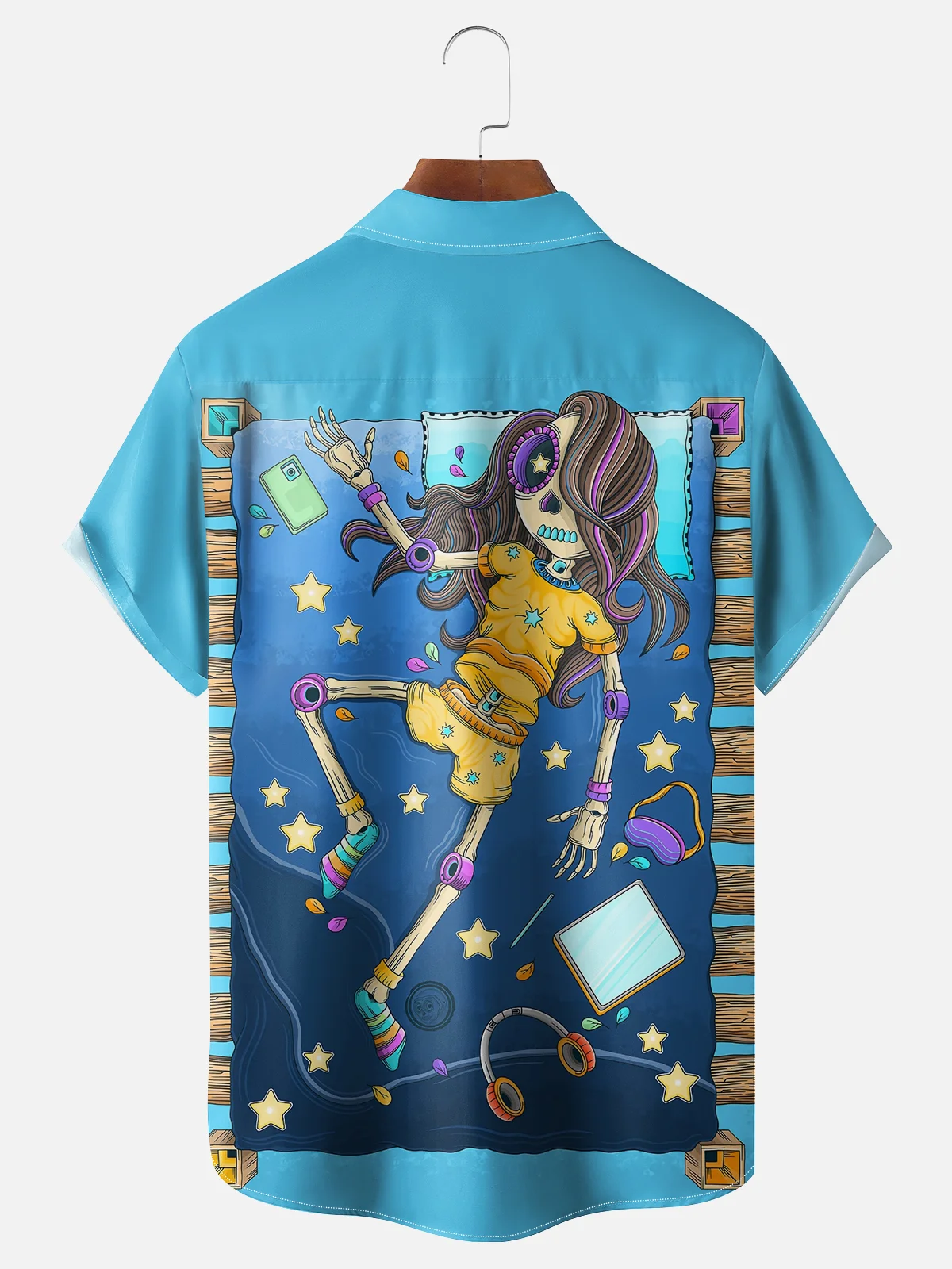 Hardaddy X Artist Woulstain Creado Moisture-wicking Sleeping Skeleton Puppet Chest Pocket Casual Shirt