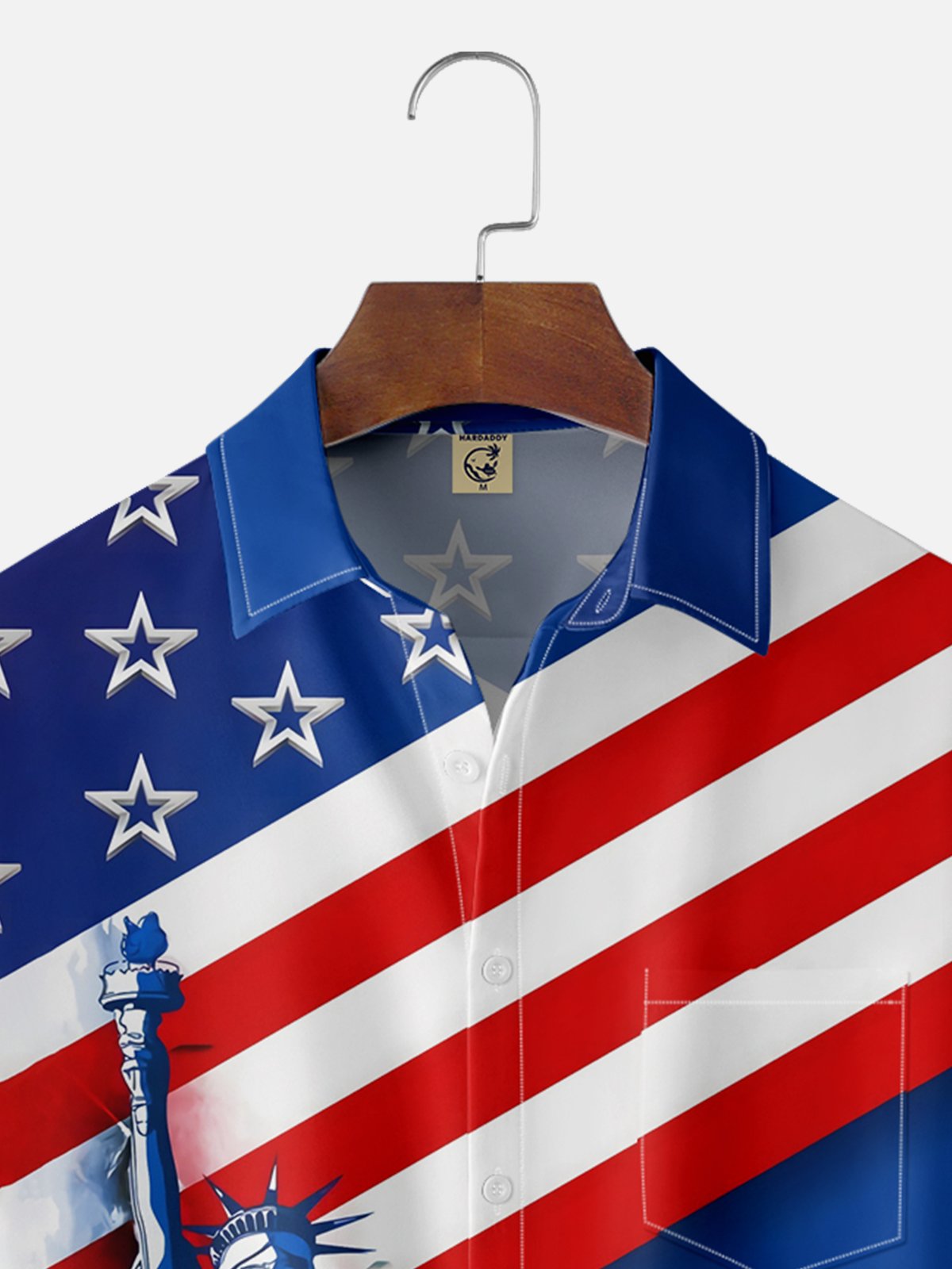 Moisture Wicking American Liberty Chest Pocket Hawaiian Shirt