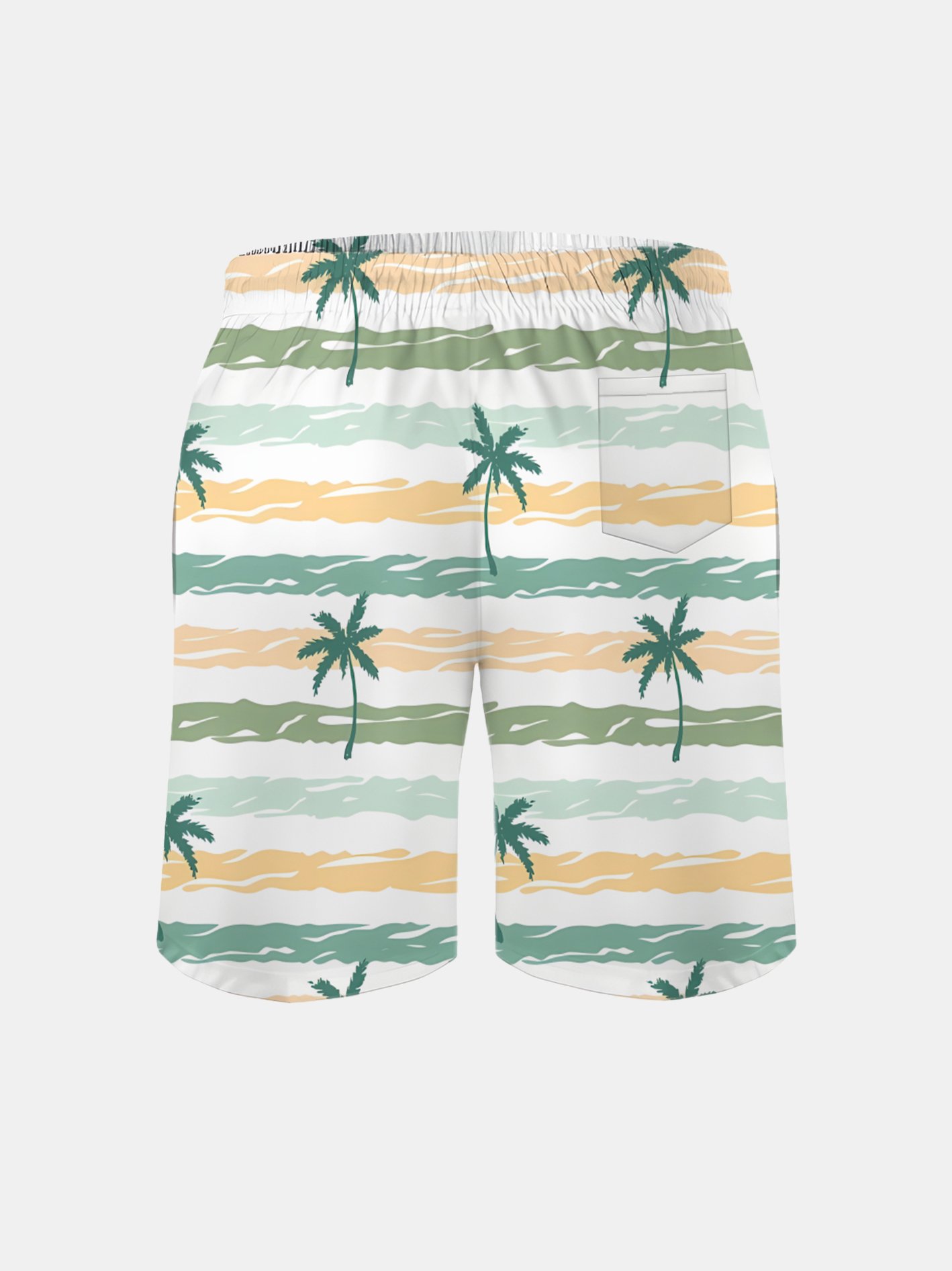 Men's Swim Trunks Hawaiian Tropical Palm Tree Beach Shorts with Pockets