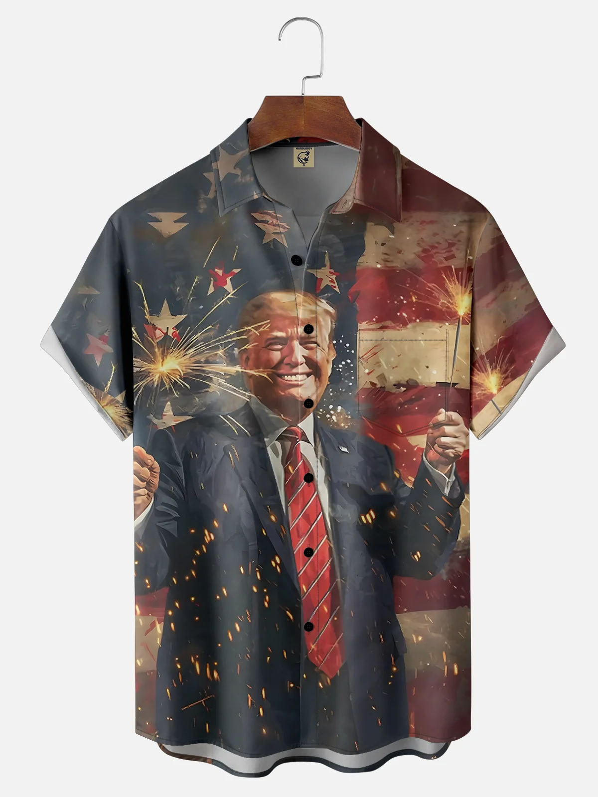 Moisture-wicking Independence Day American Flag Trump Chest Pocket Casual Shirt