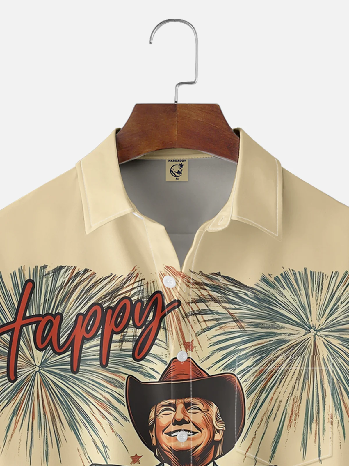 Moisture-wicking Happy Independence Day American Flag Trump Chest Pocket Casual Shirt