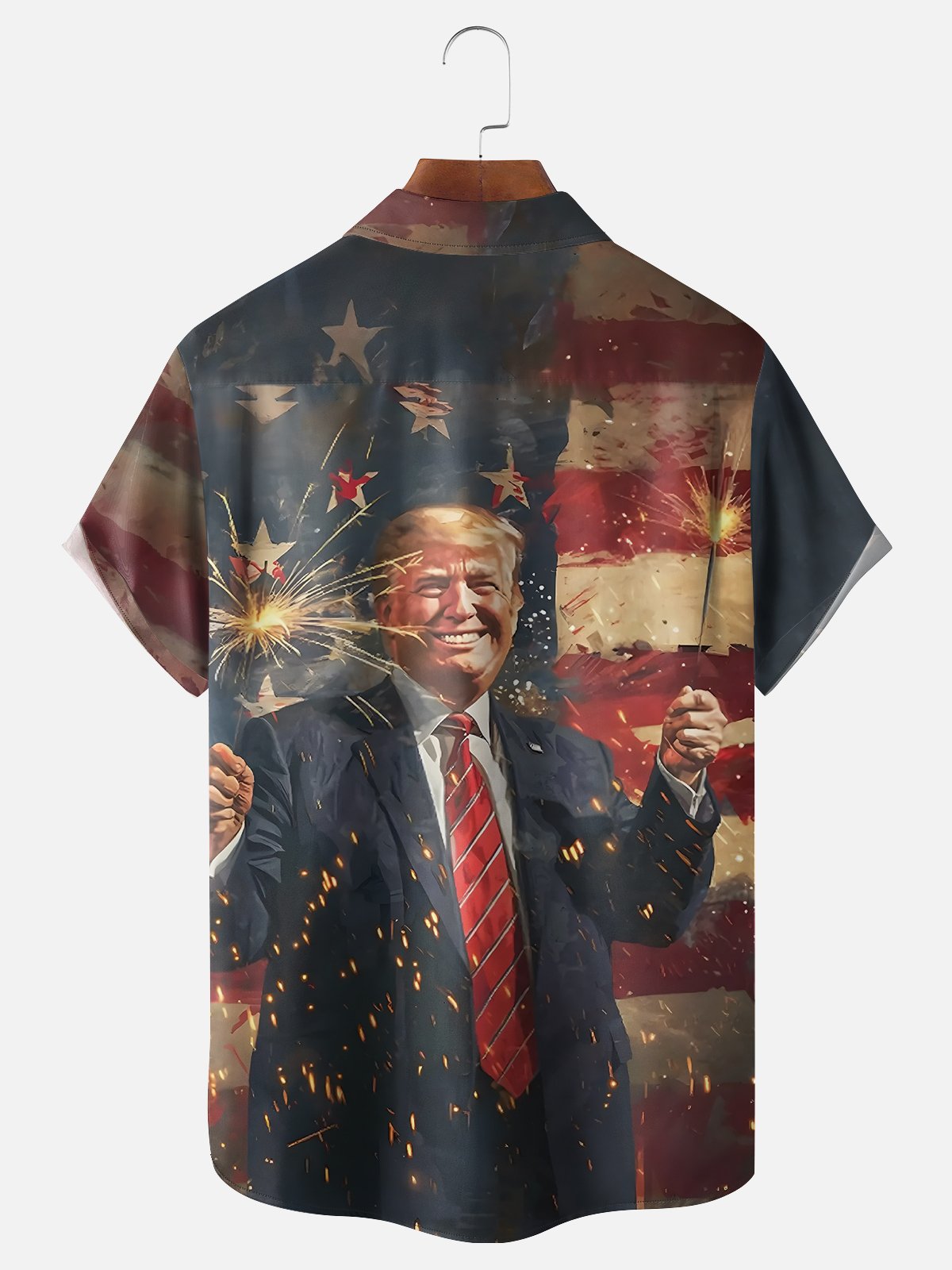 Moisture-wicking Independence Day American Flag Trump Chest Pocket Casual Shirt