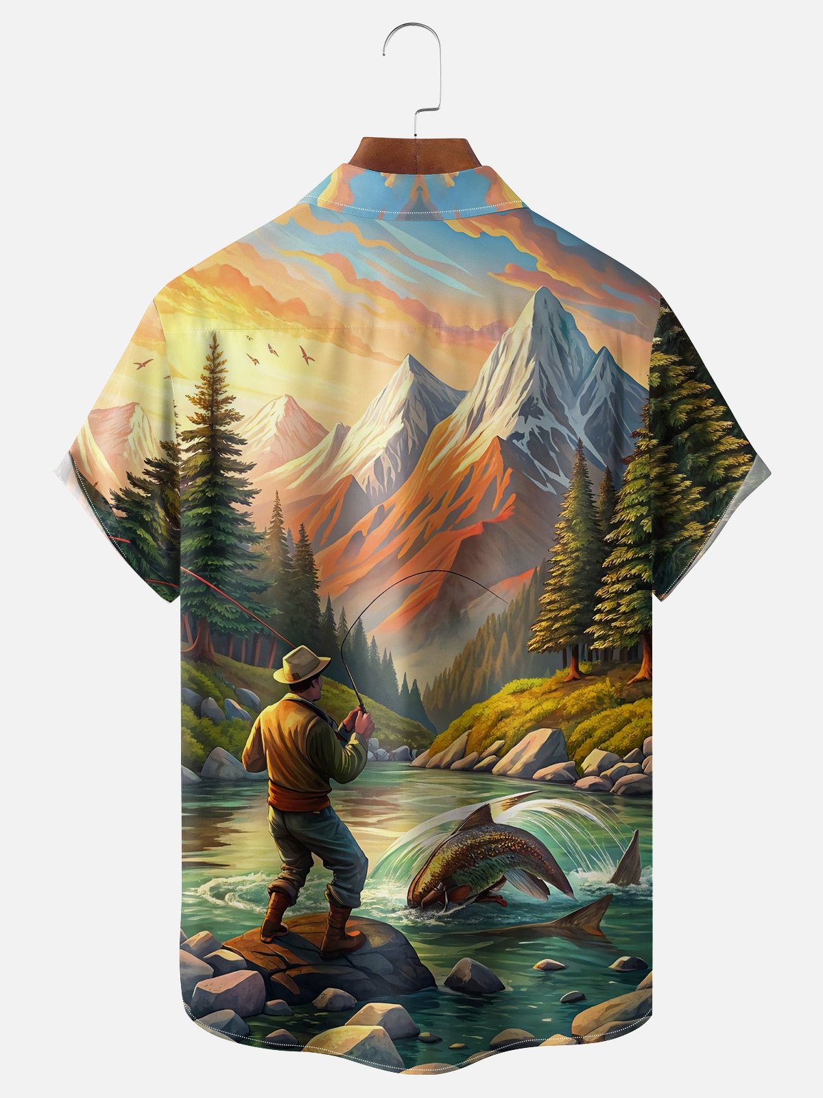 Moisture-wicking Fising Chest Pocket Hawaiian Shirt