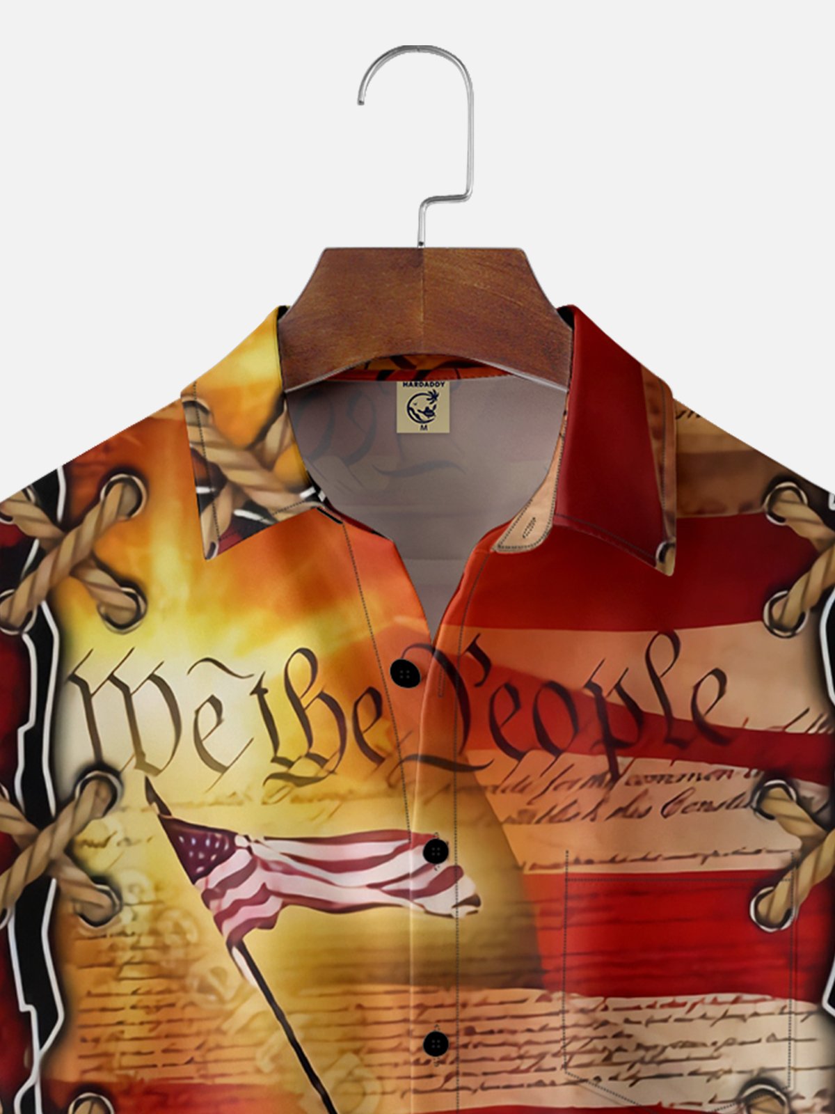 Moisture Wicking American Flag Chest Pocket Hawaiian Shirt