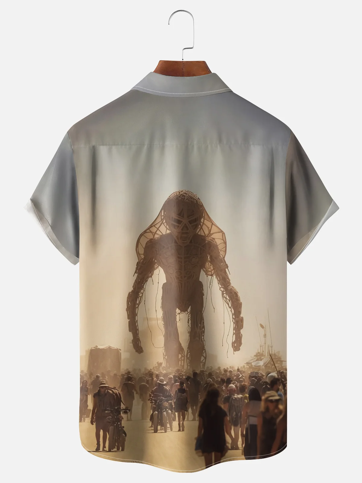 Moisture-wicking Burning Man Festival Black Rock Desert Chest Pocket Hawaiian Shirt