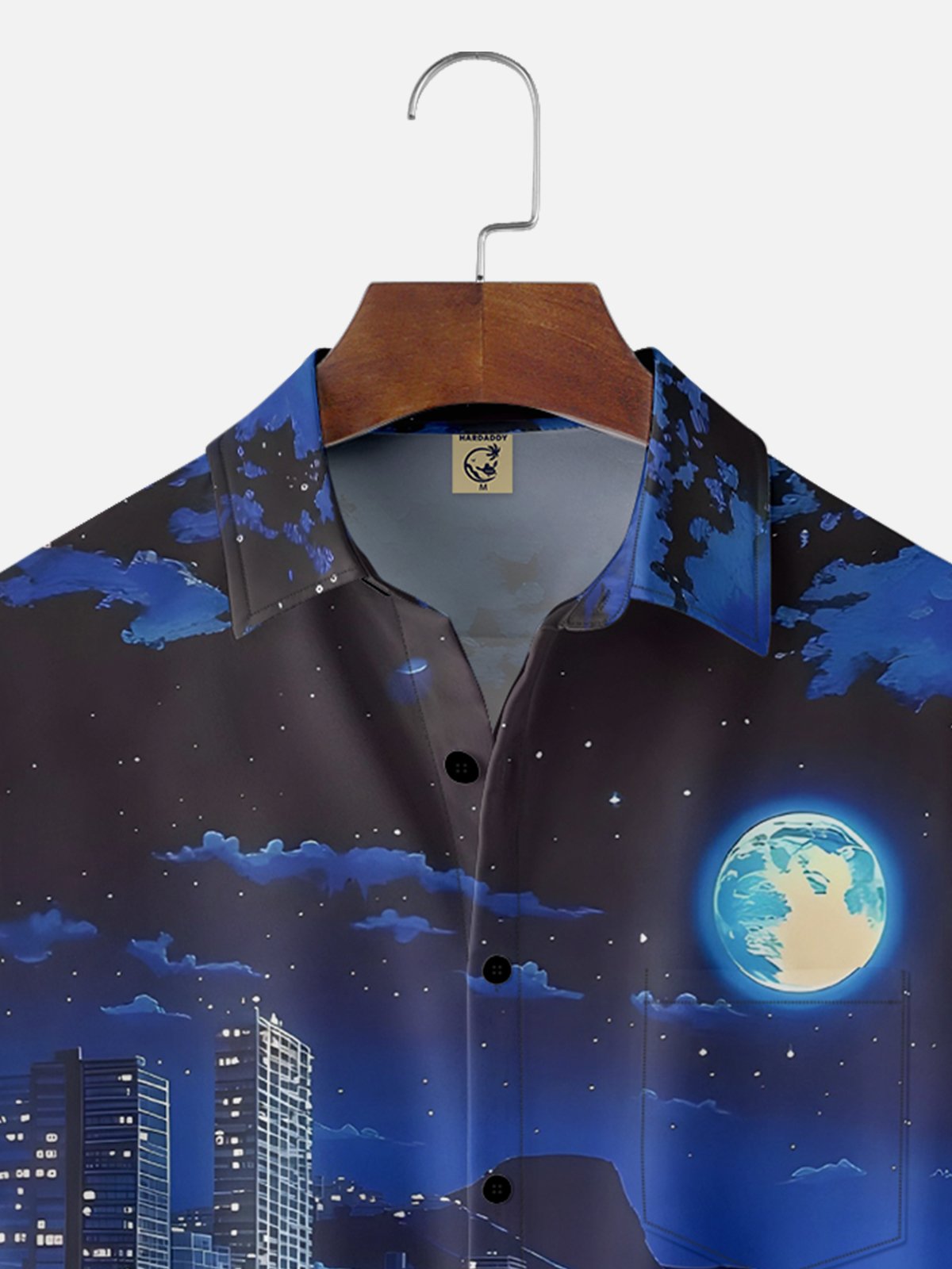 Hardaddy X Artist Clayziq Moisture-wicking Beach Building Scenery Chest Pocket Hawaiian Shirt