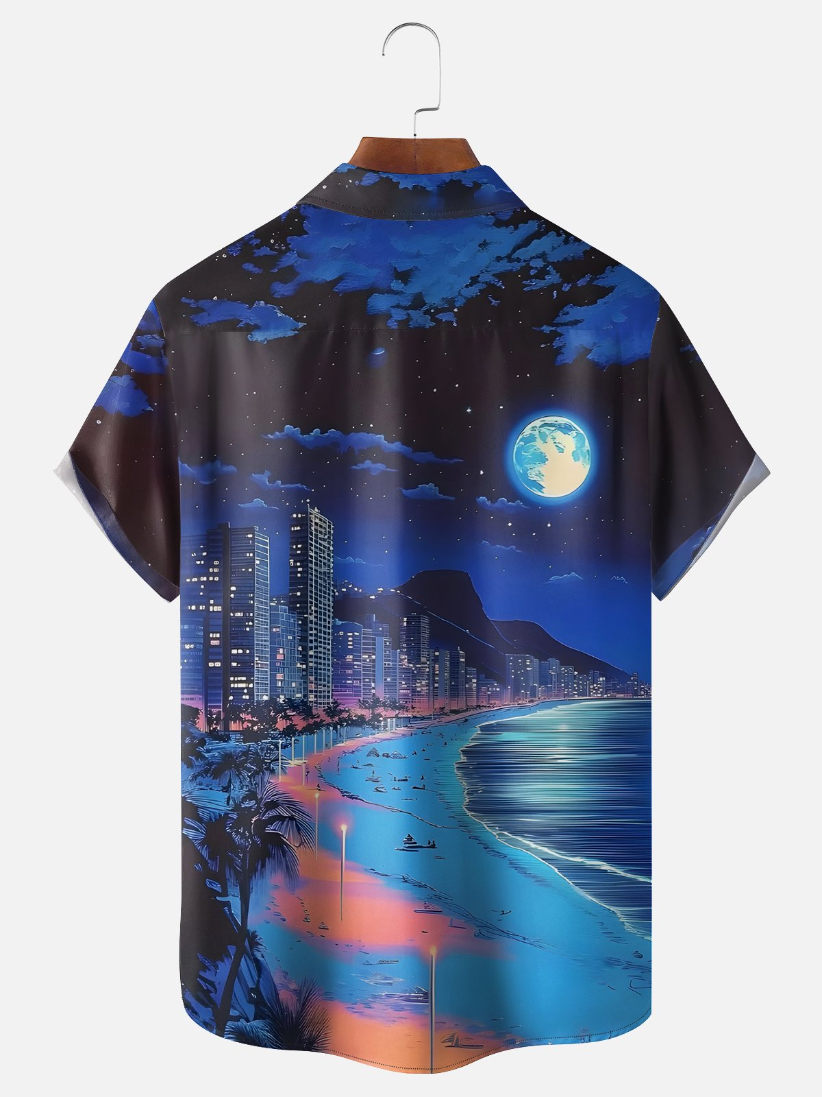 Hardaddy X Artist Clayziq Moisture-wicking Beach Building Scenery Chest Pocket Hawaiian Shirt