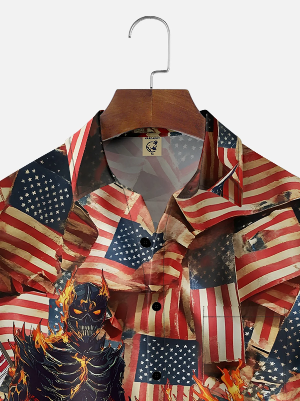 Moisture-wicking American Flag Motorcycle Chest Pocket Casual Shirt