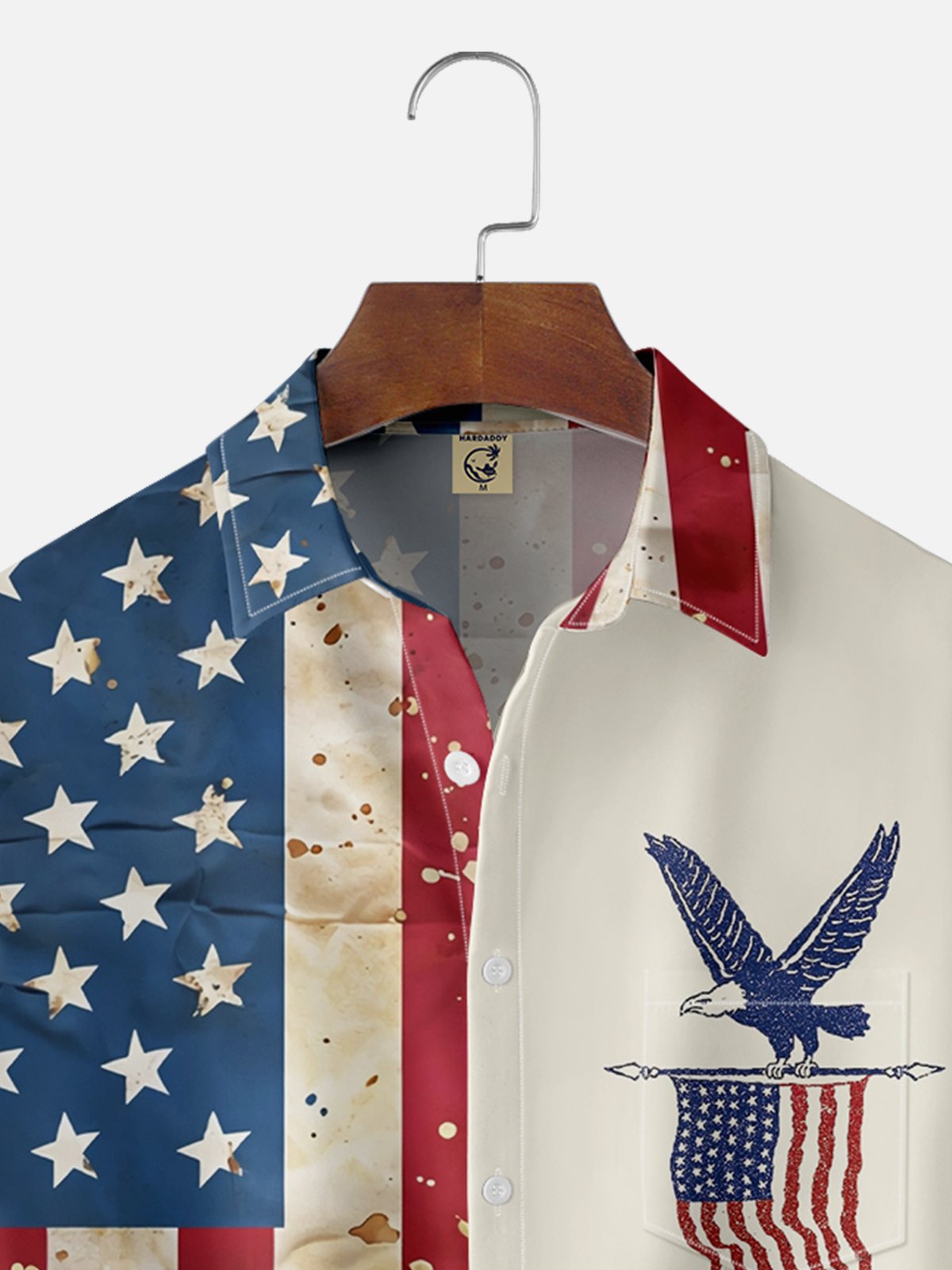 Moisture-wicking American Flag Independence Day Chest Pocket Casual Shirt