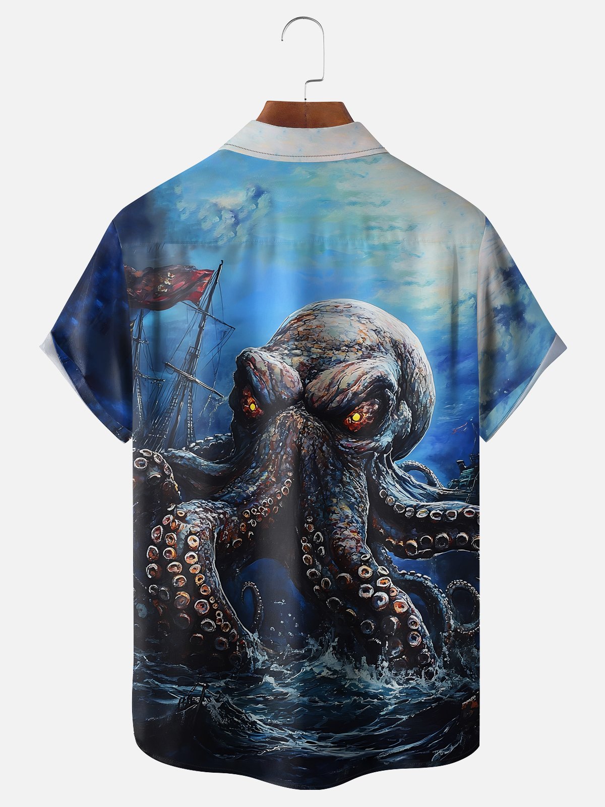 Moisture-wicking Octopus Chest Pocket Hawaiian Shirt