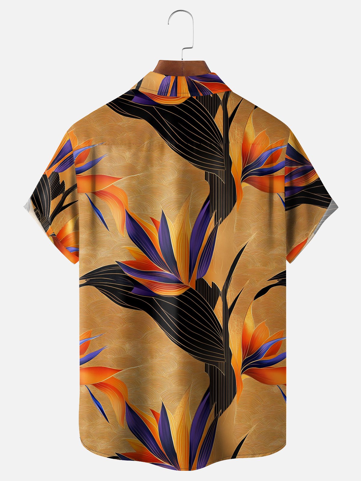 Moisture-wicking Bird of Paradise Plant Chest Pocket Hawaiian Shirt