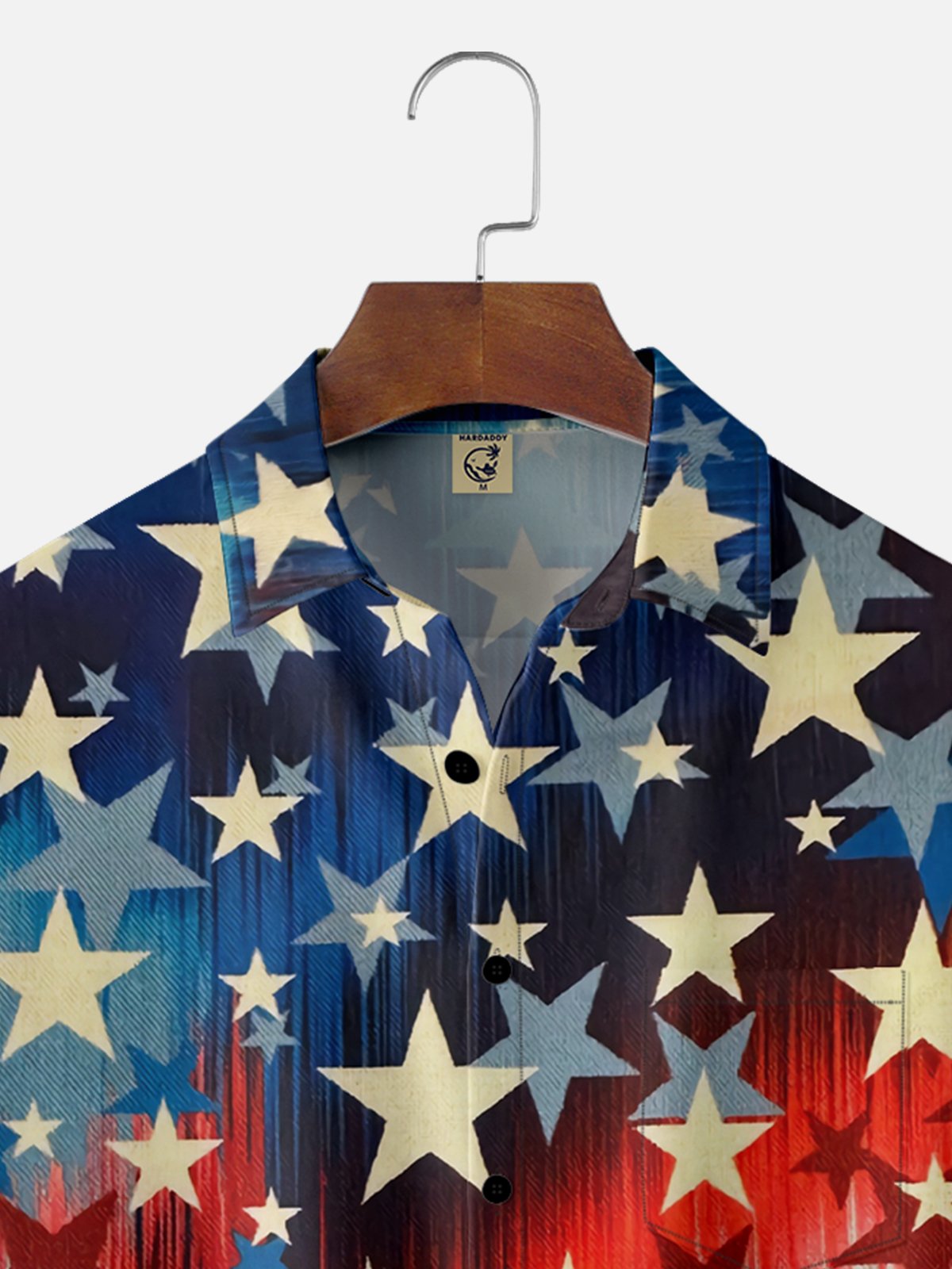 Moisture Wicking American Flag Chest Pocket Hawaiian Shirt