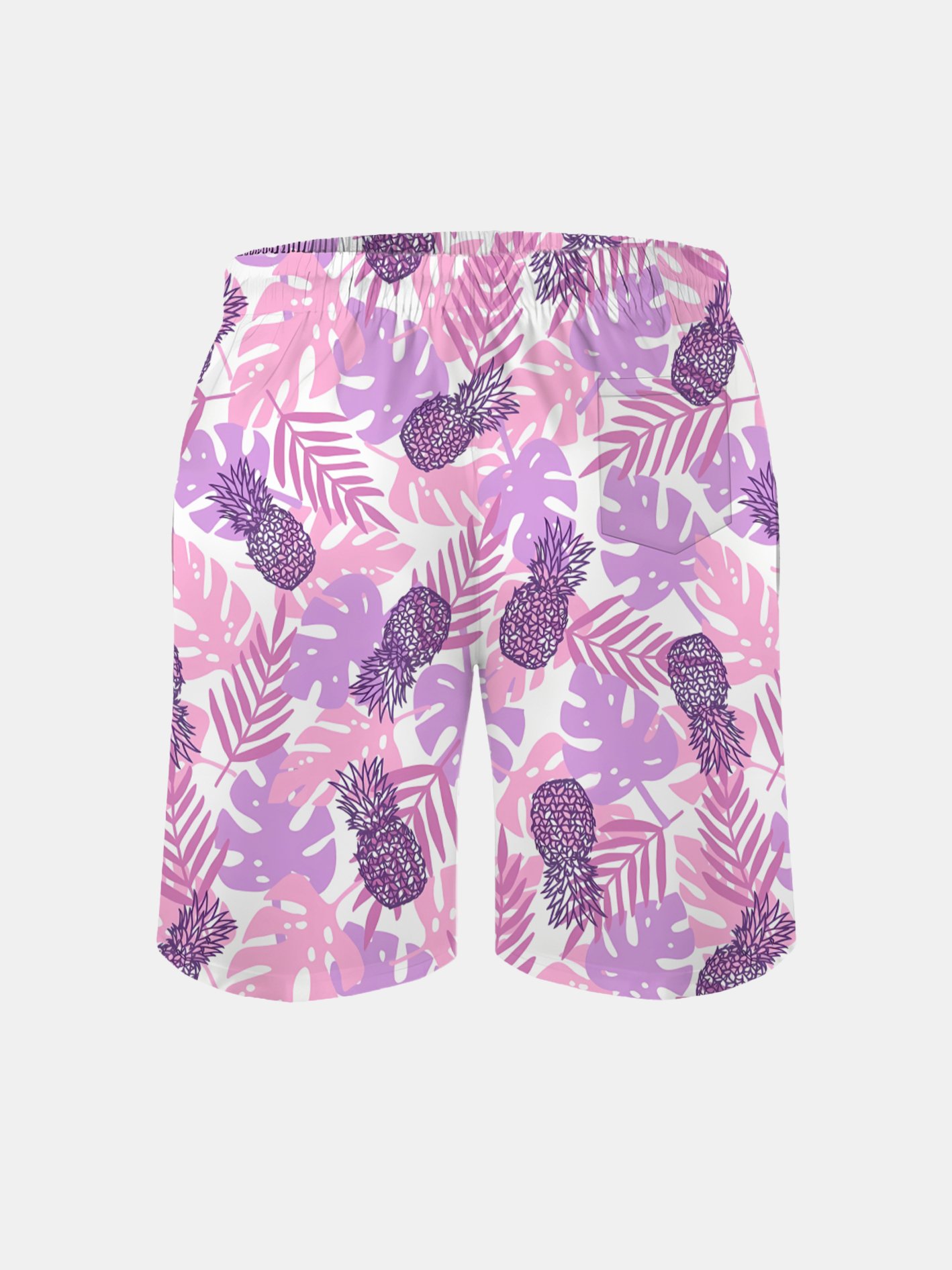 Men's Swim Trunks Hawaiian Tropical Palm Tree Pineapple Beach Shorts with Pockets