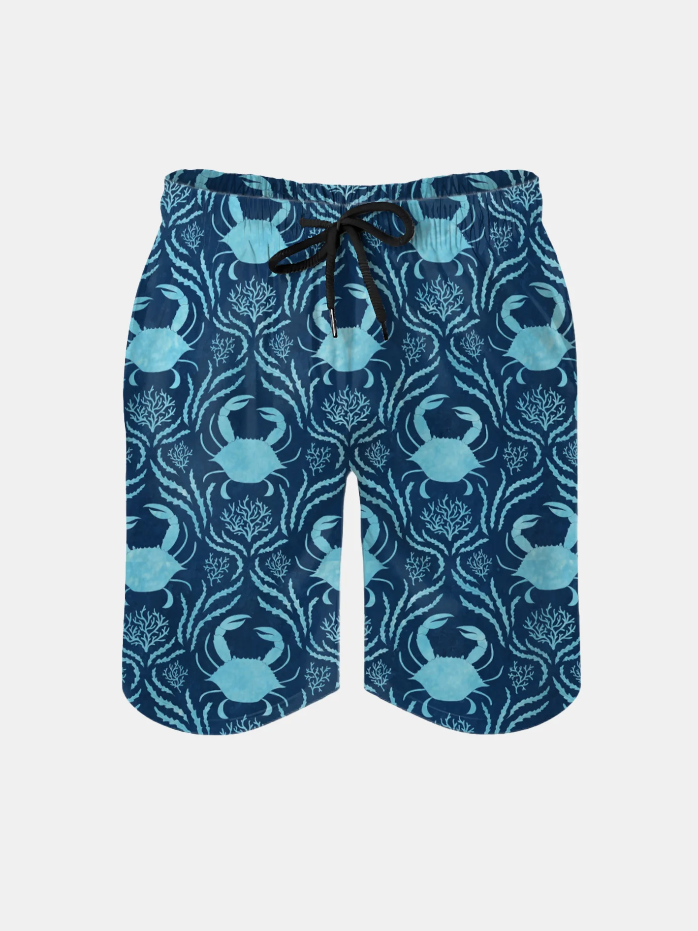 Men's Swim Trunks Hawaiian Marine Crab Beach Shorts with Pockets