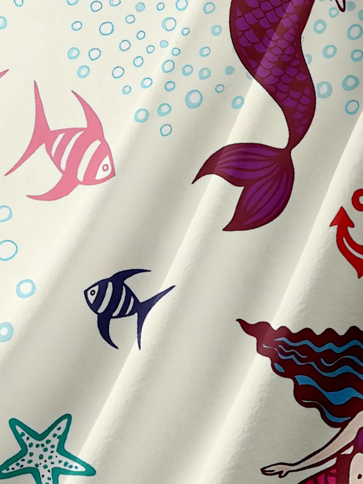 Moisture-wicking Fun Ocean Mermaid Chest Pocket Hawaiian Shirt