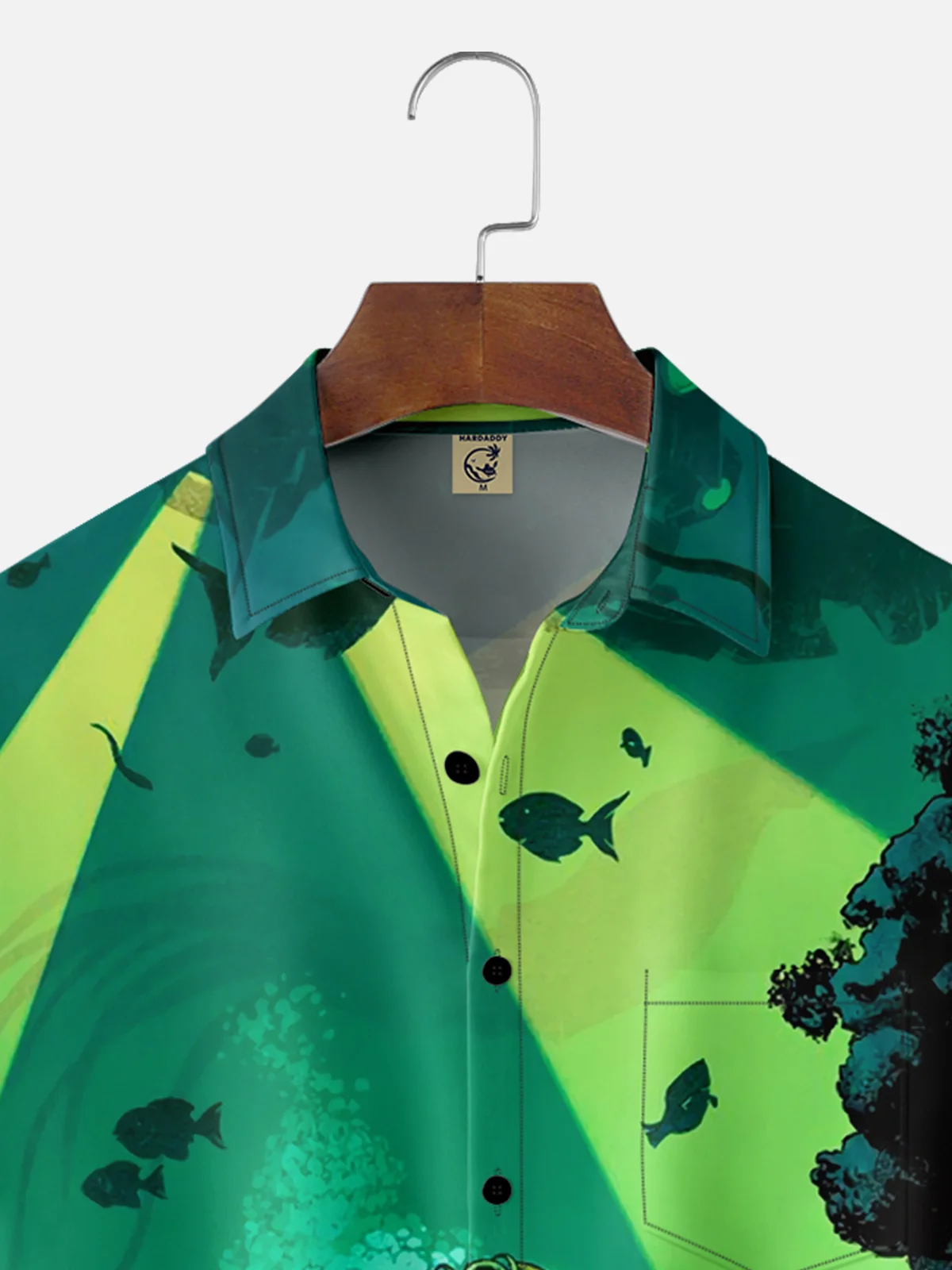 Moisture-wicking Diver Avant-garde Illustration Chest Pocket Hawaiian Shirt
