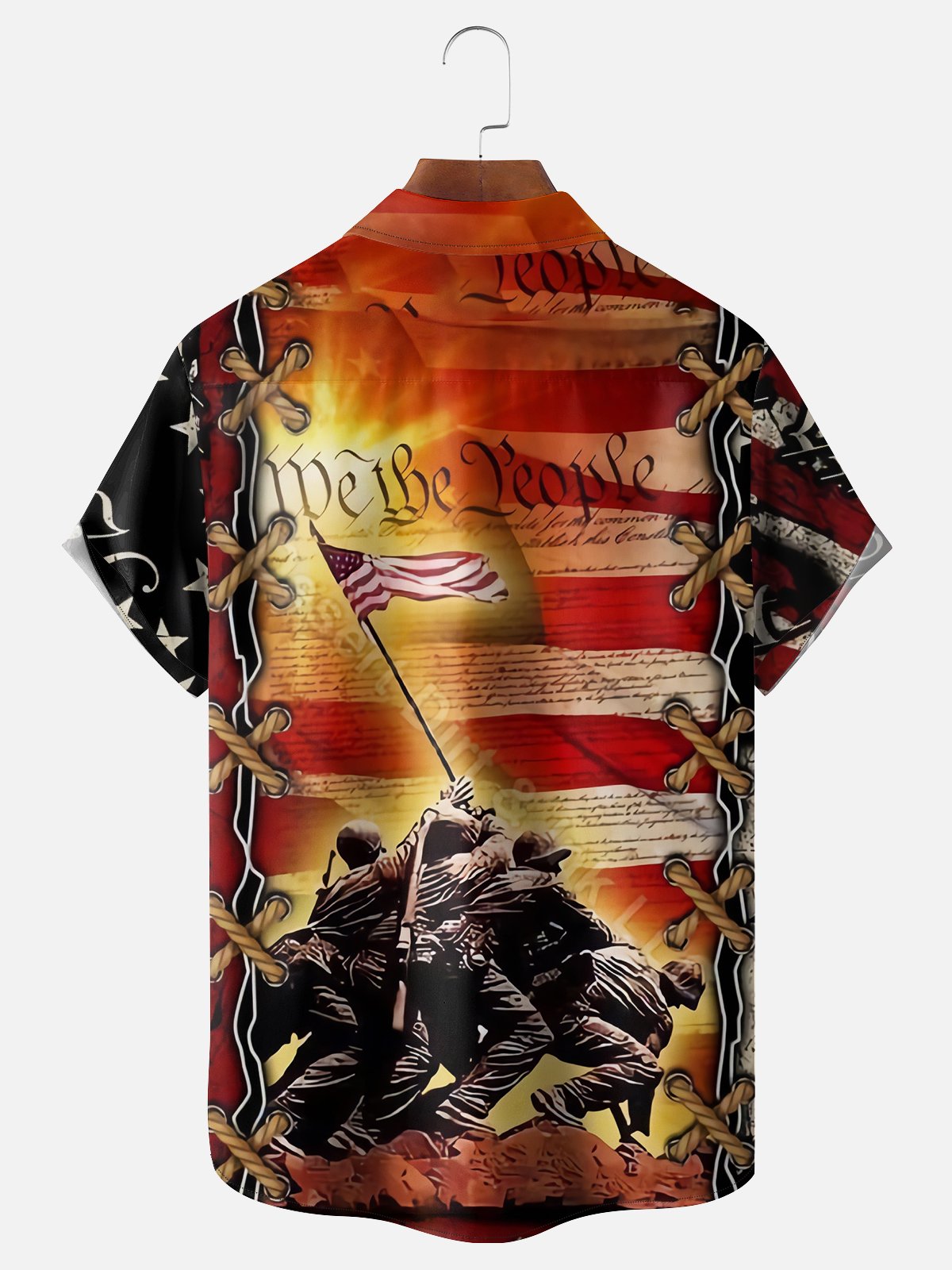 Moisture Wicking American Flag Chest Pocket Hawaiian Shirt