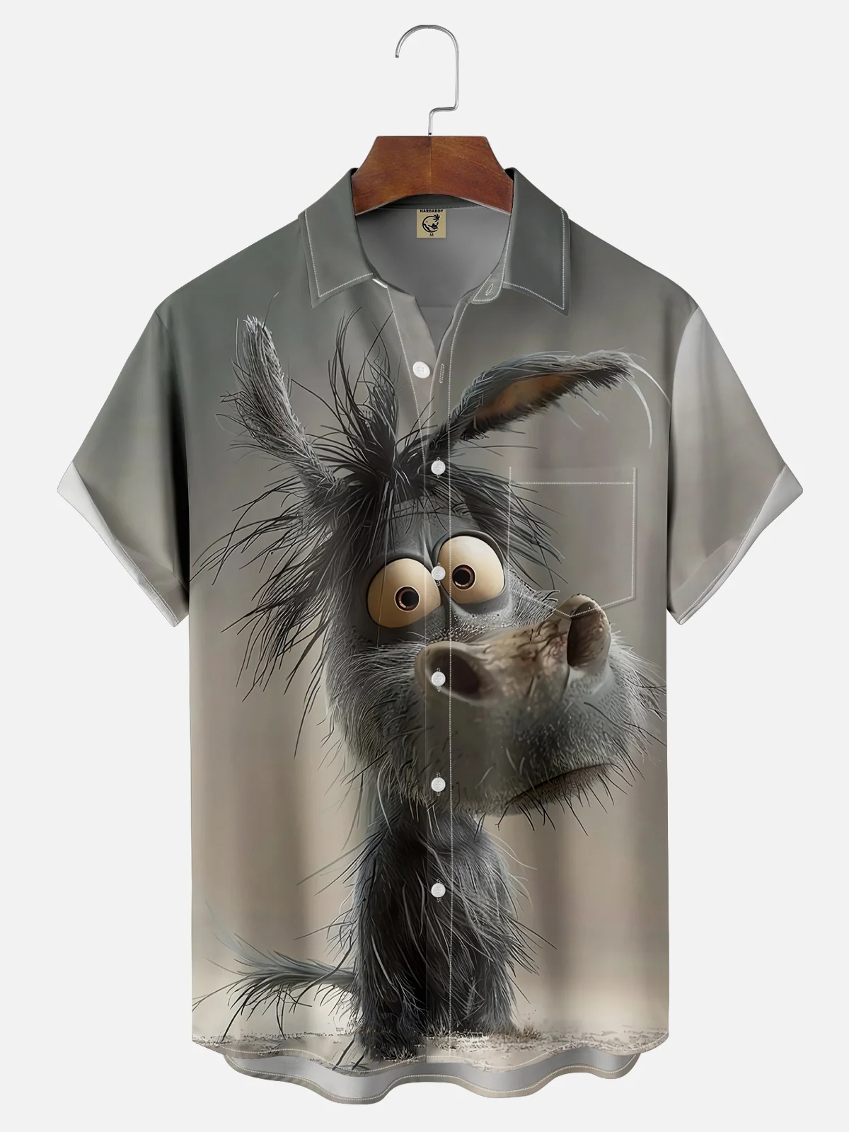 Moisture-wicking Funny Gray Donkey Chest Pocket Hawaiian Shirt